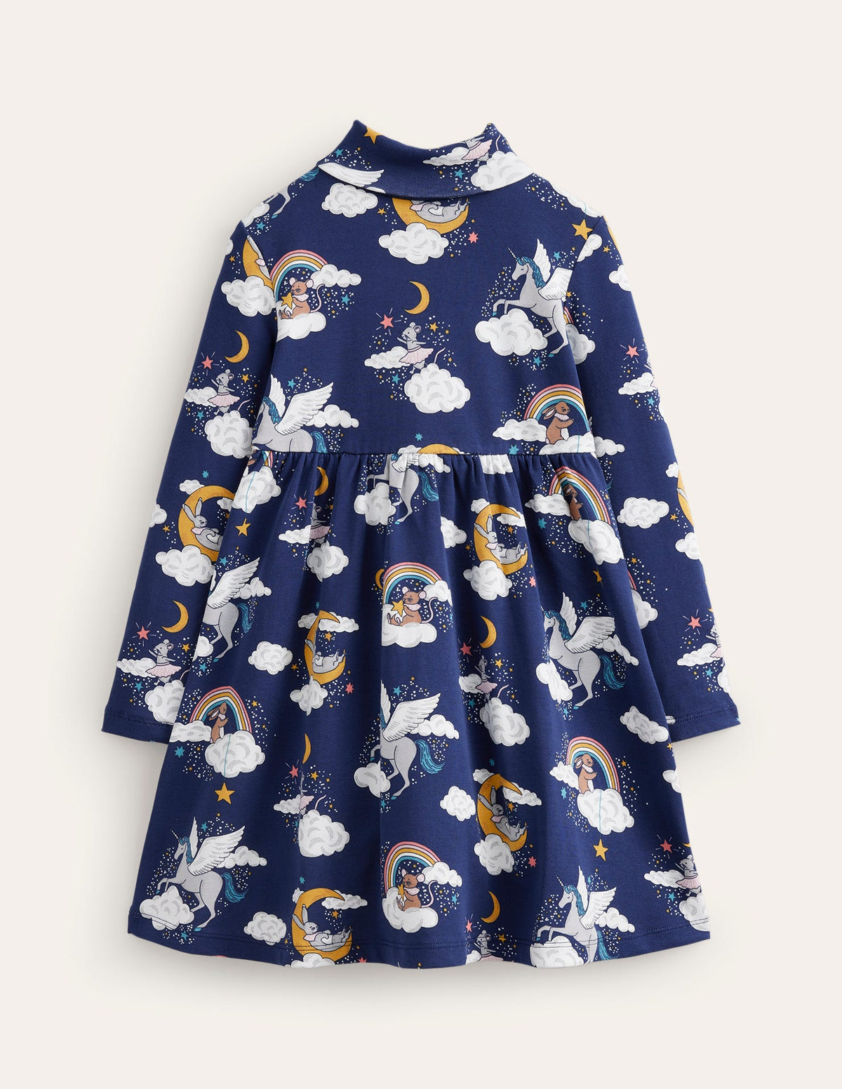 Jerseykleid mit Rollkragen-Schuluniform-Marineblau Magischer Himmel-1