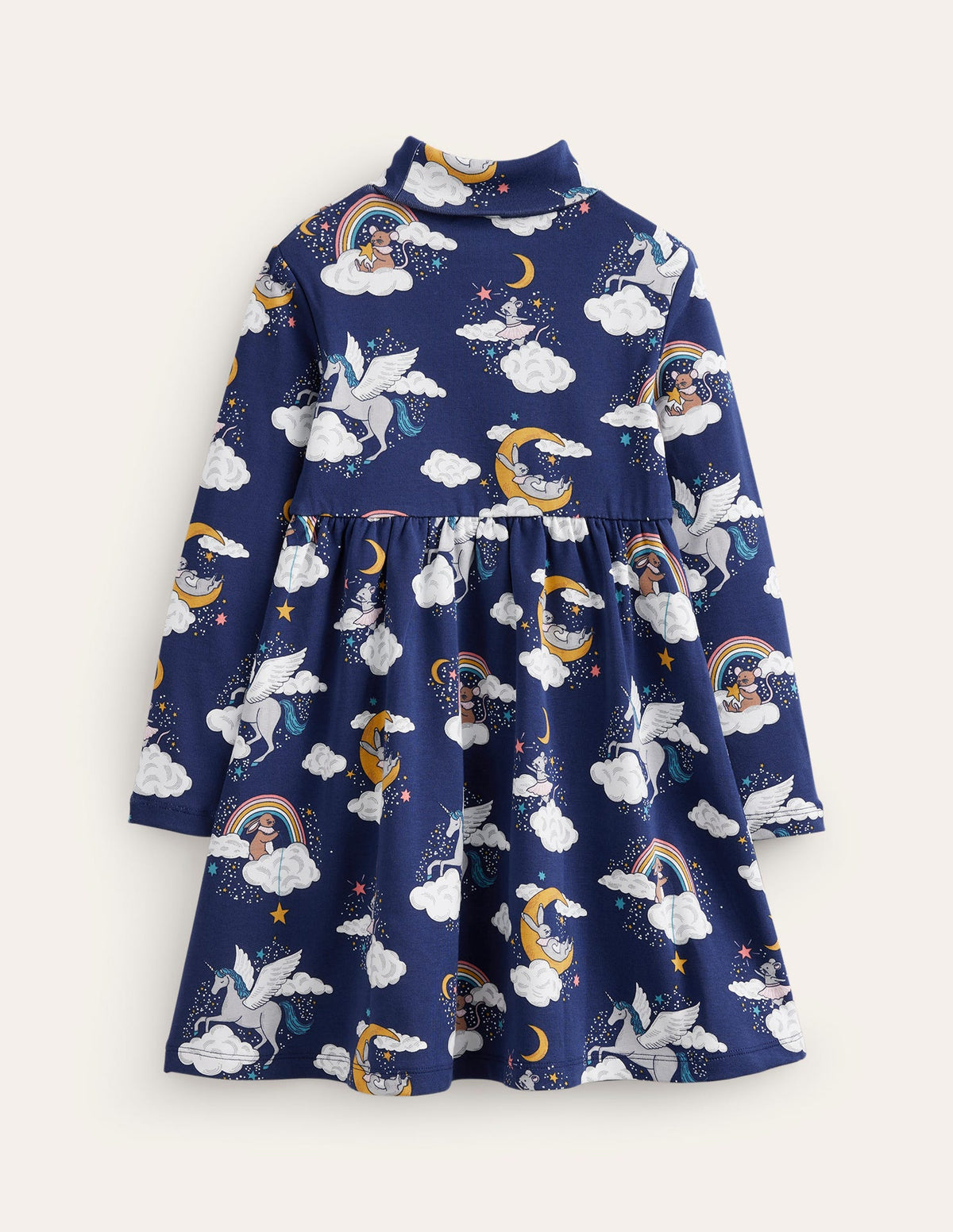 Jerseykleid mit Rollkragen-Schuluniform-Marineblau Magischer Himmel - Image 2