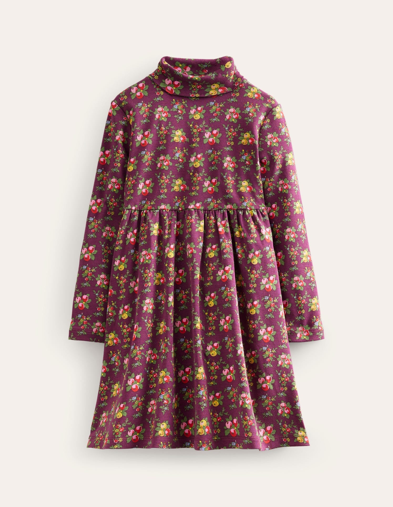 Robe à col roulé en jersey-Verger violet baie-1