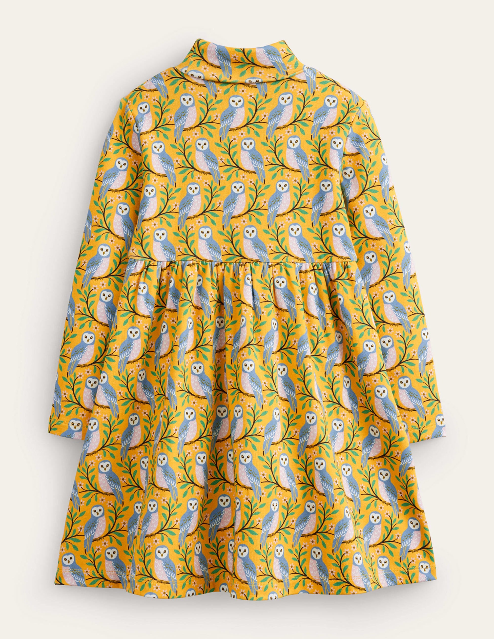 Jerseykleid mit Rollkragen-Ölgelb Geo-Eulen - Image 2