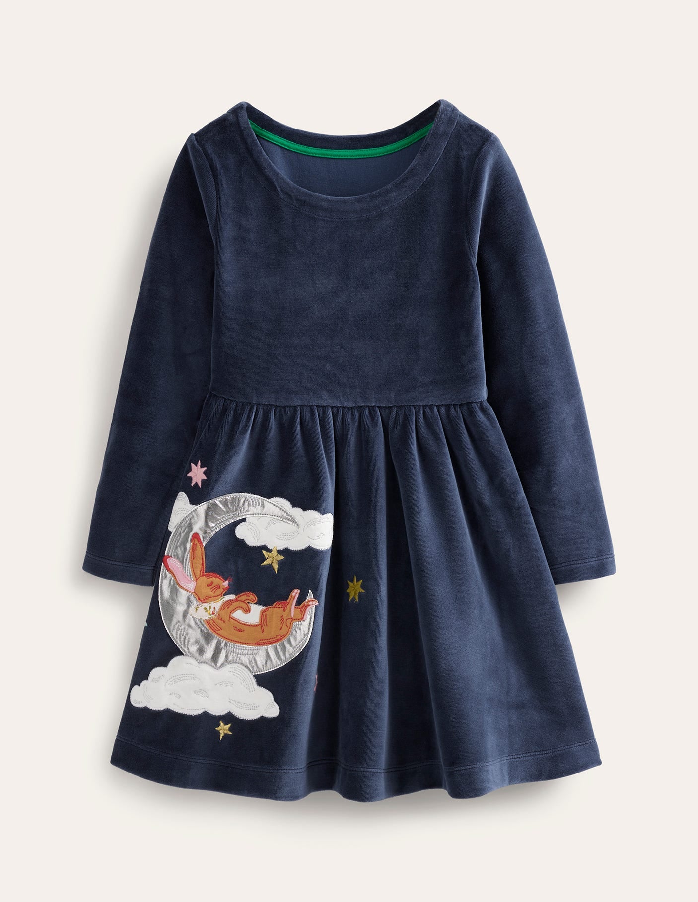 Schwingendes Velourskleid mit Applikationen-Französisches Marineblau Hase - Image 1