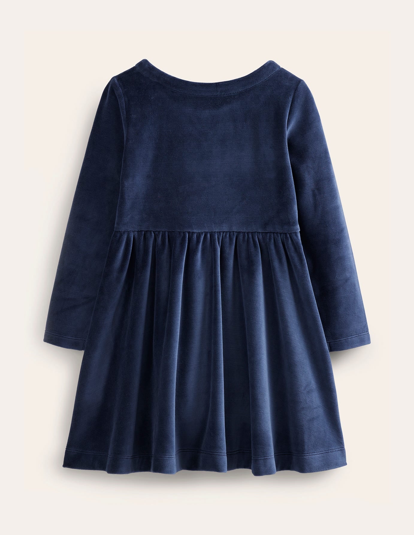 Schwingendes Velourskleid mit Applikationen-Französisches Marineblau Hase-2