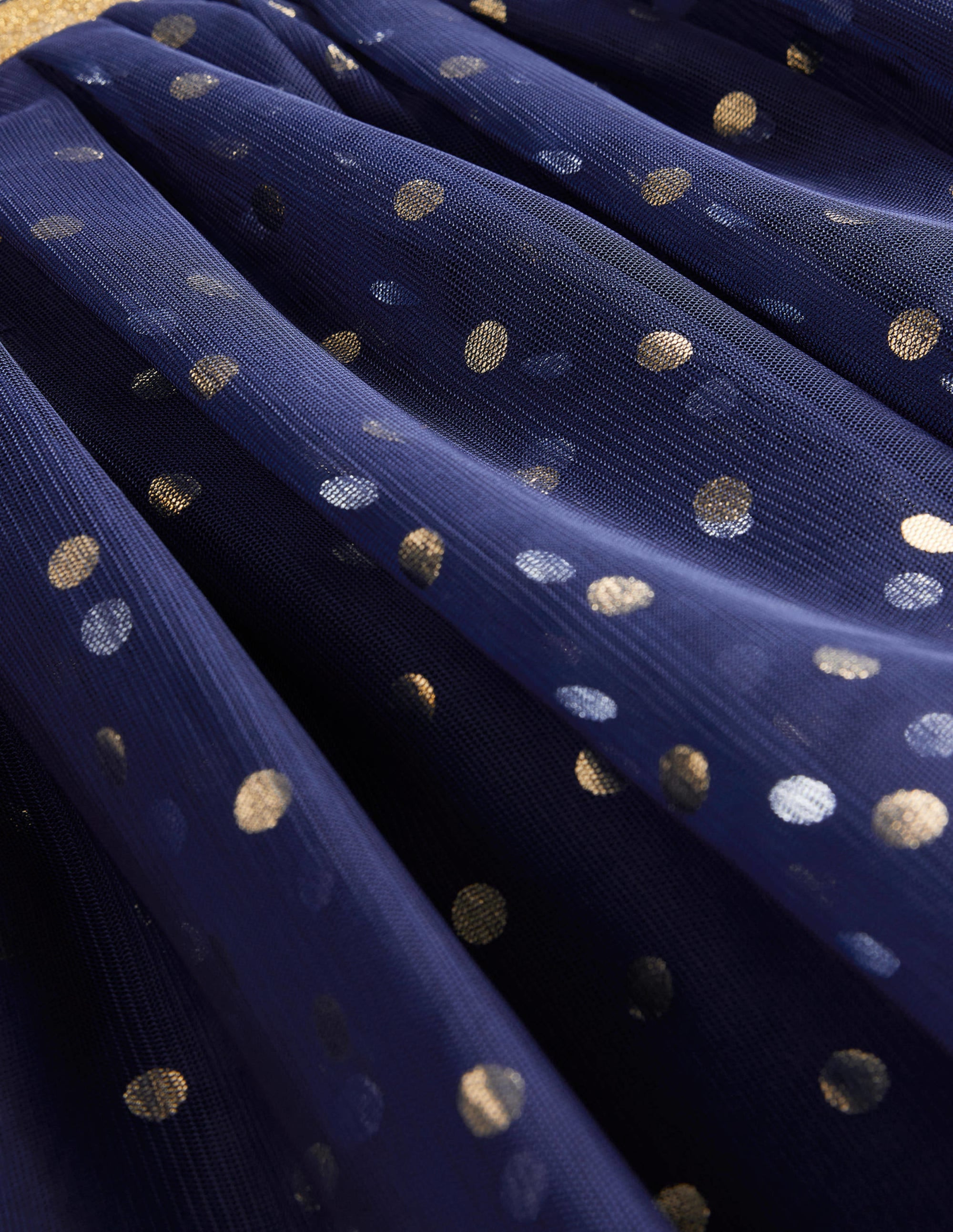 Tüll-Midirock mit Punktmuster in Metallic-Optik-Schuluniform-Marineblau - Image 3