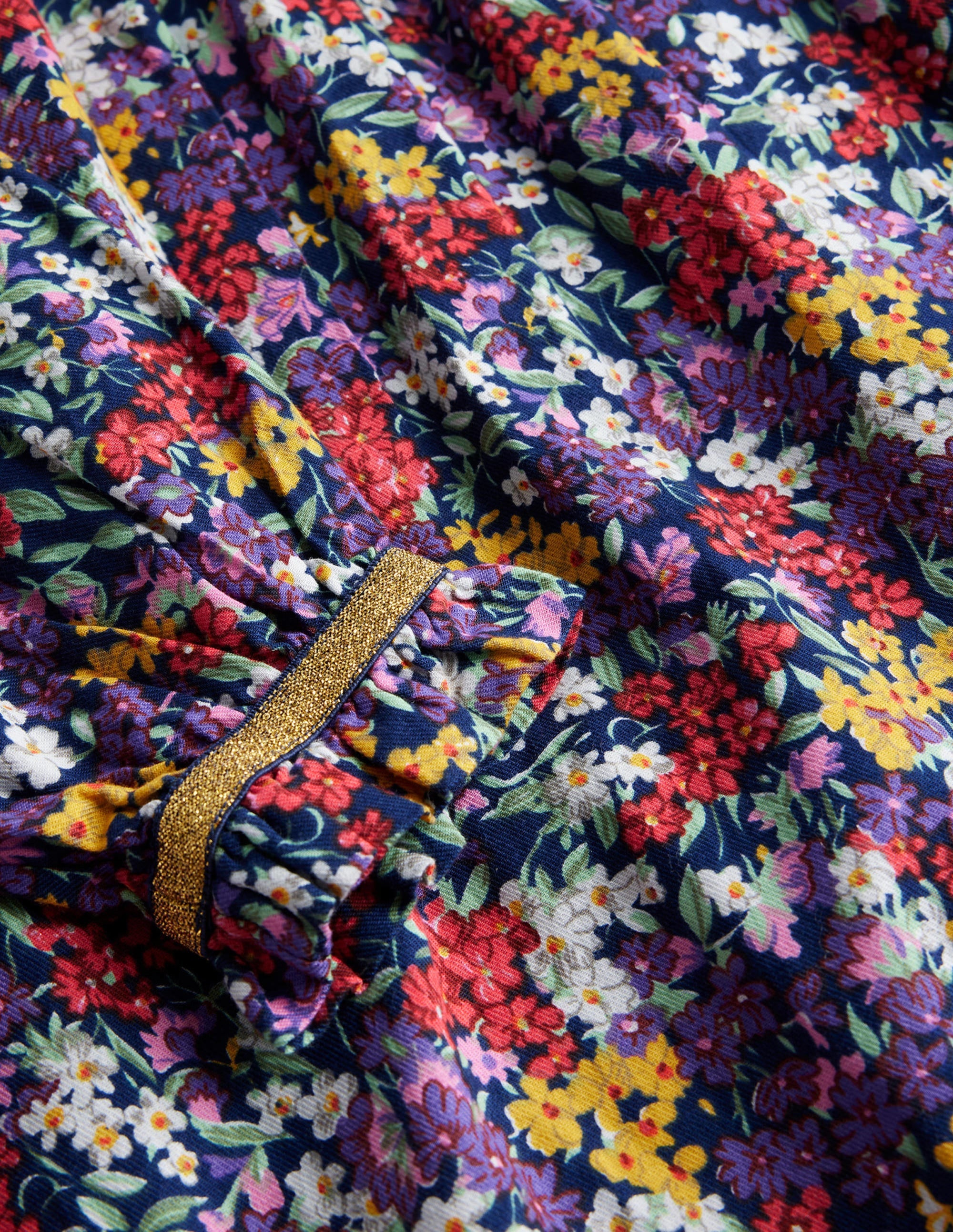 Gewebtes Kleid mit gerafftem Kragen-Bunt Blume - Image 3