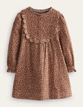 Cordkleid mit Muschelsaum-Leopardenmuster