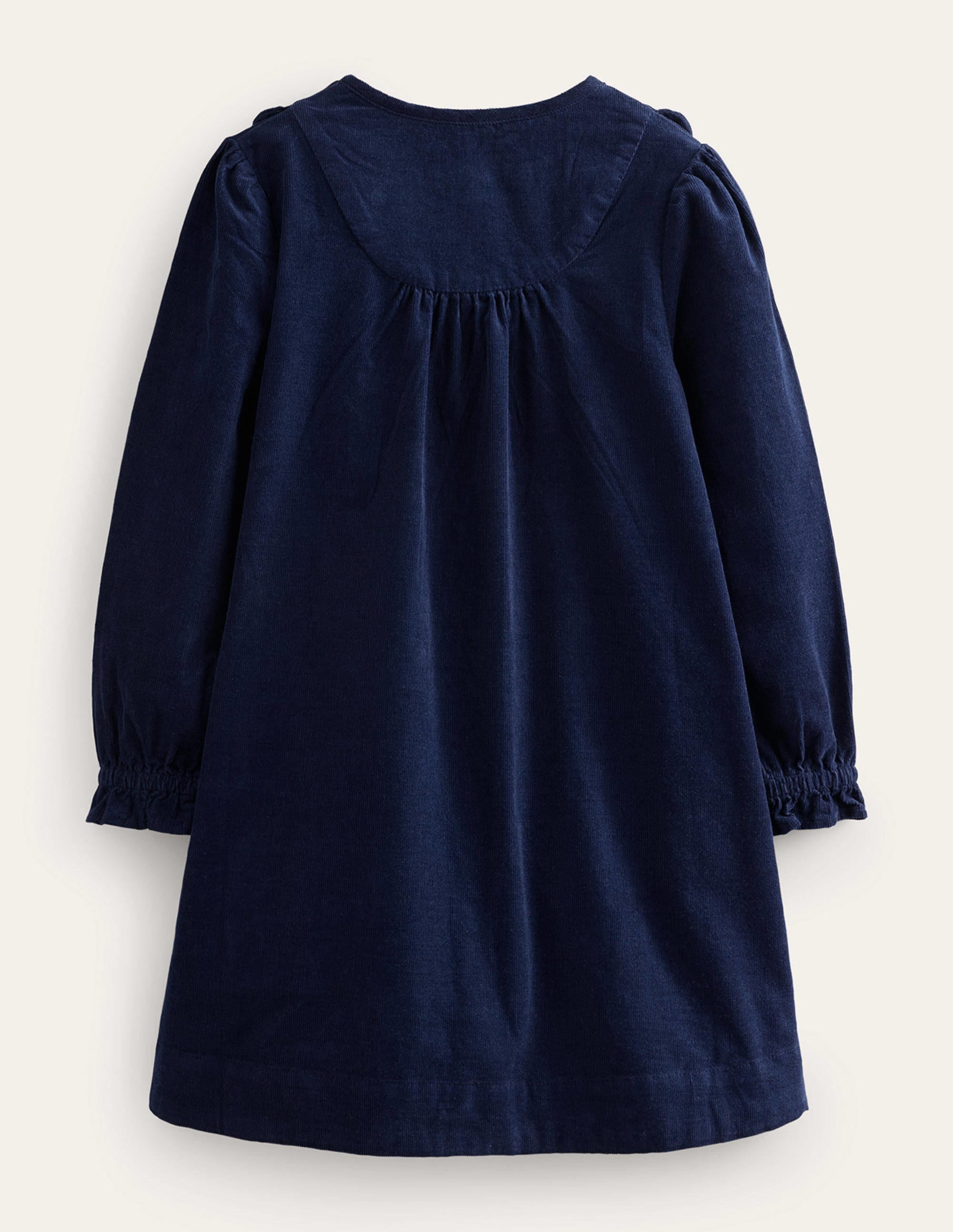Robe festonnée en velours côtelé-Bleu marine foncé - Image 2