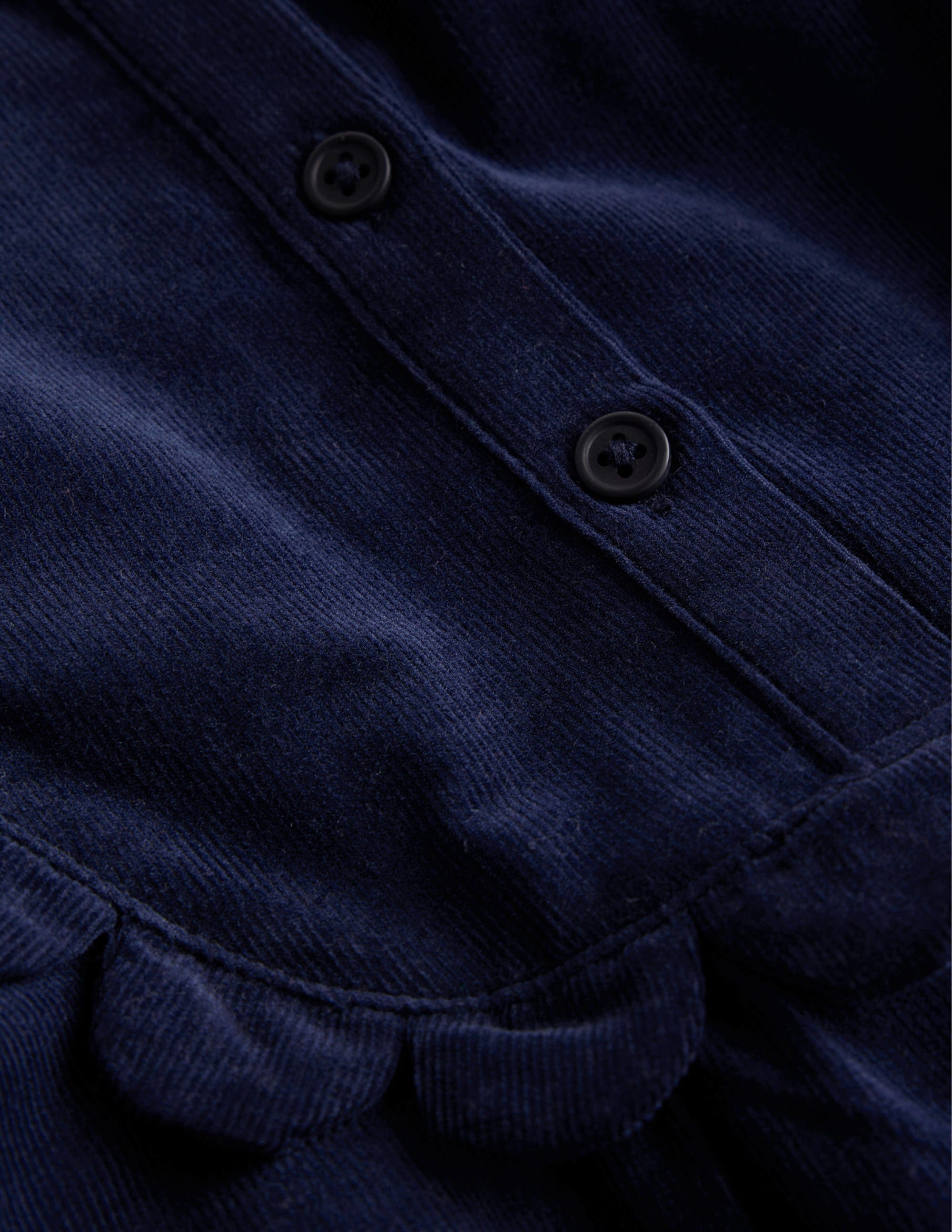 Robe festonnée en velours côtelé-Bleu marine foncé - Image 3