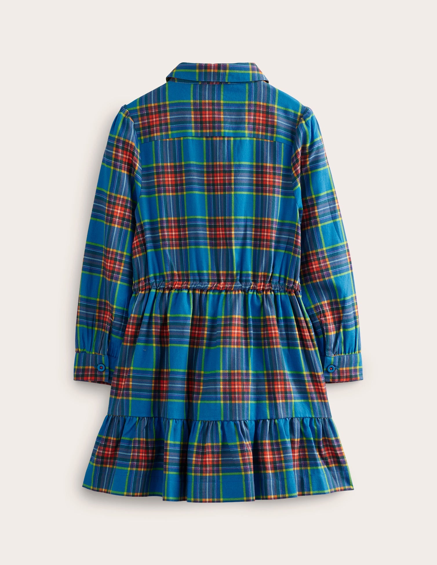 Kariertes Hemdblusenkleid aus Baumwolle-Blau / Rot Kariert-2