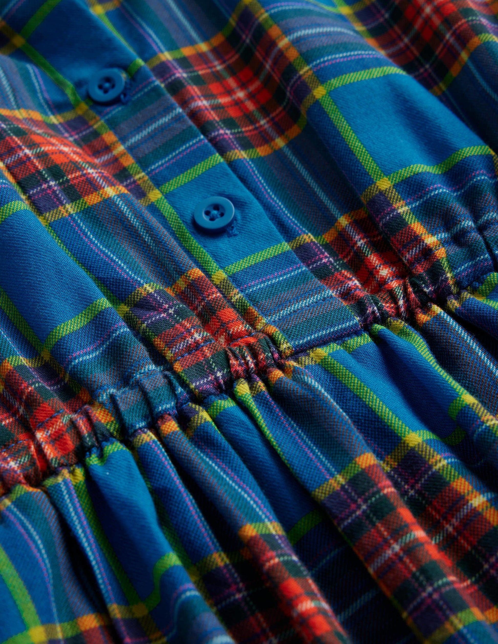Kariertes Hemdblusenkleid aus Baumwolle-Blau / Rot Kariert-3
