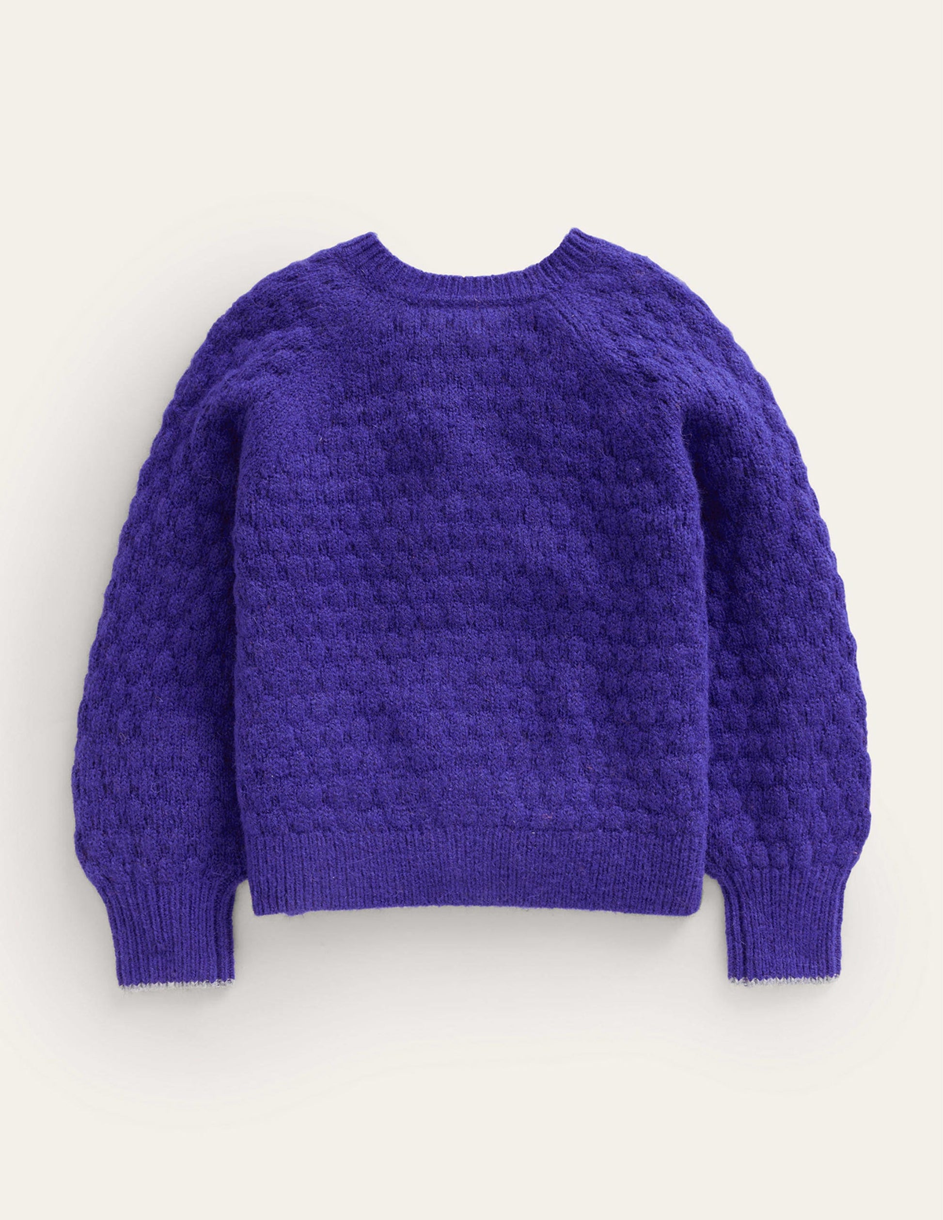 Strickjacke mit Pomponmaschen-Blau-2