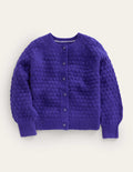 Strickjacke mit Pomponmaschen-Blau