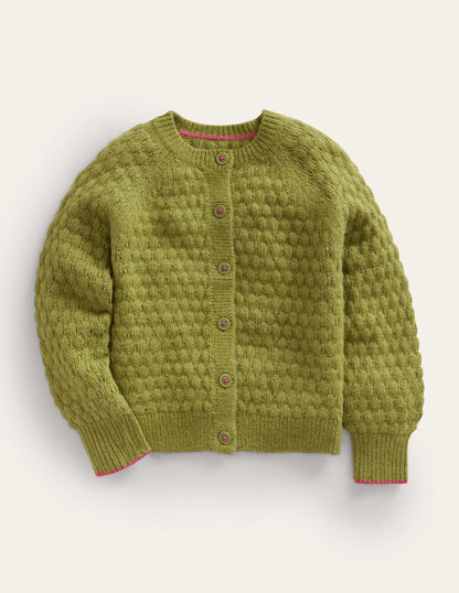 Cardigan en maille noisette-Vert carambole-1