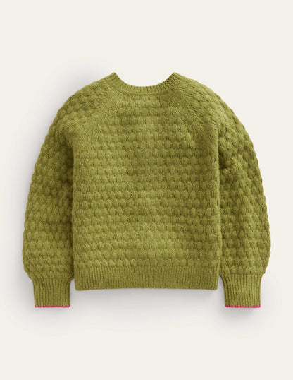 Cardigan en maille noisette-Vert carambole-2