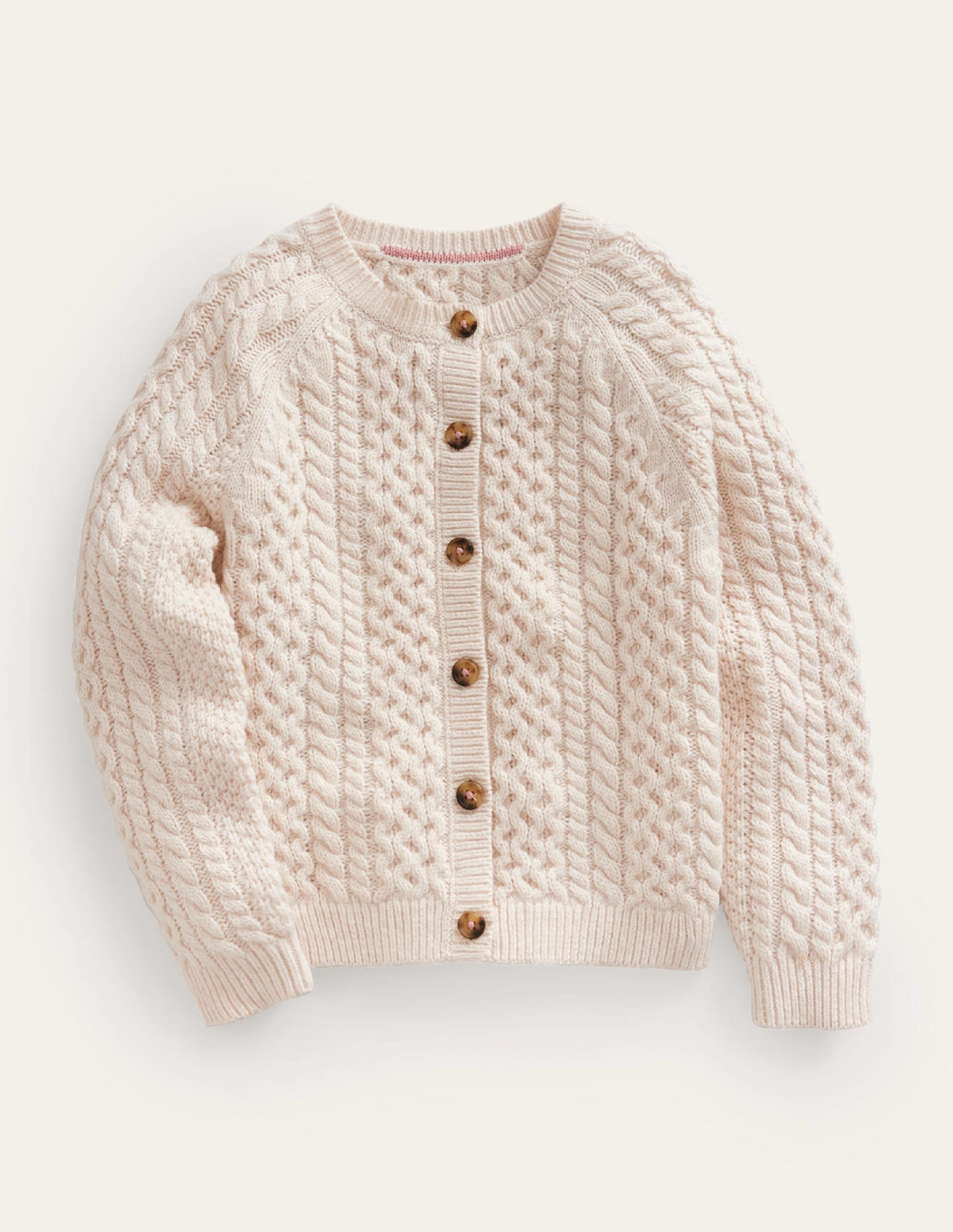 Strickjacke mit Zopfmuster-Beige Meliert - Image 1