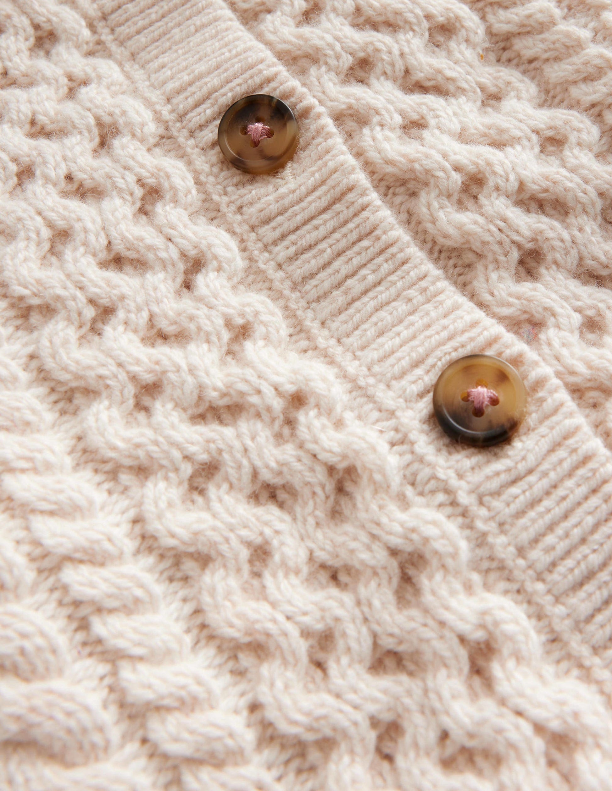 Strickjacke mit Zopfmuster-Beige Meliert-3
