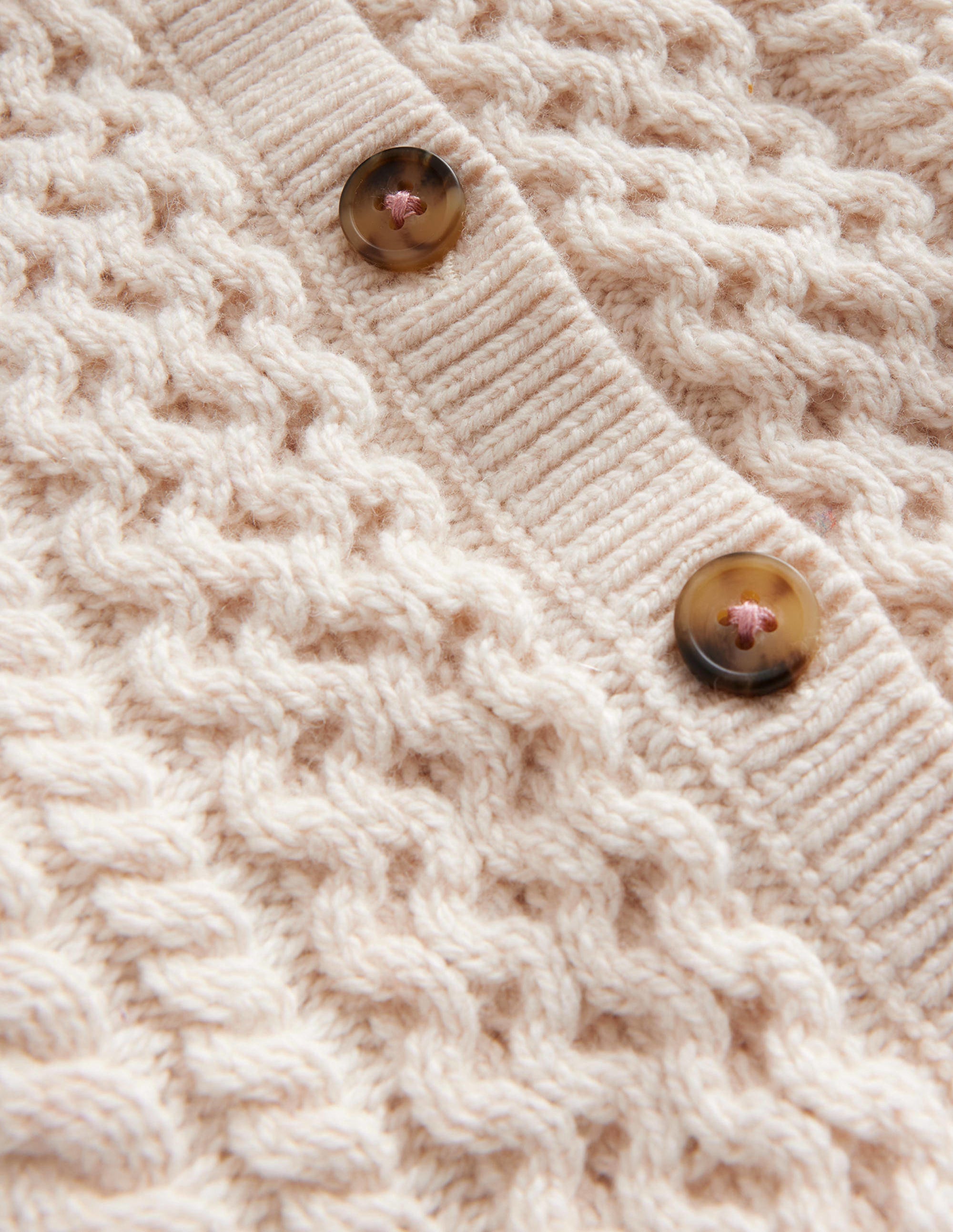 Strickjacke mit Zopfmuster-Beige Meliert - Image 3