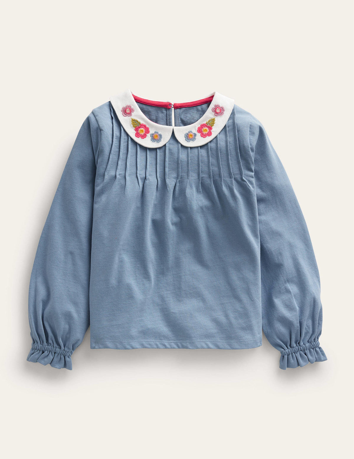 Jersey-Oberteil mit Kragen-Blassblau Blume - Image 1
