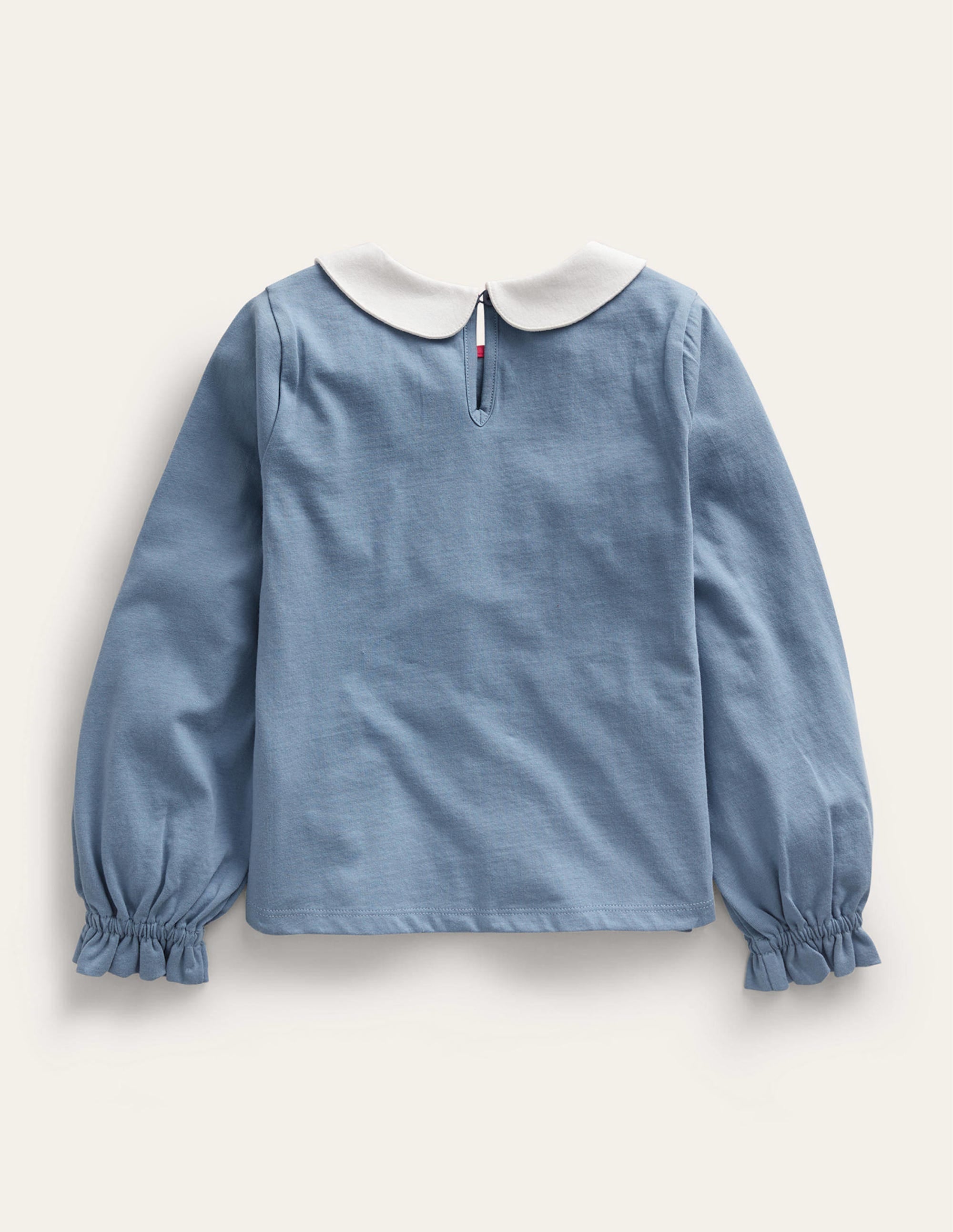 Jersey-Oberteil mit Kragen-Blassblau Blume - Image 2