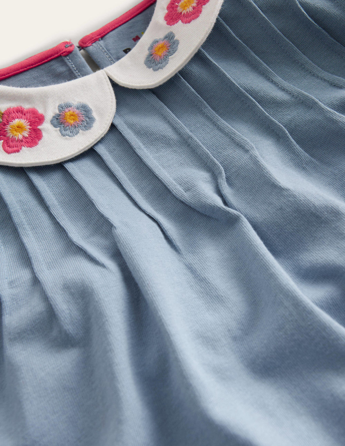 Jersey-Oberteil mit Kragen-Blassblau Blume - Image 3