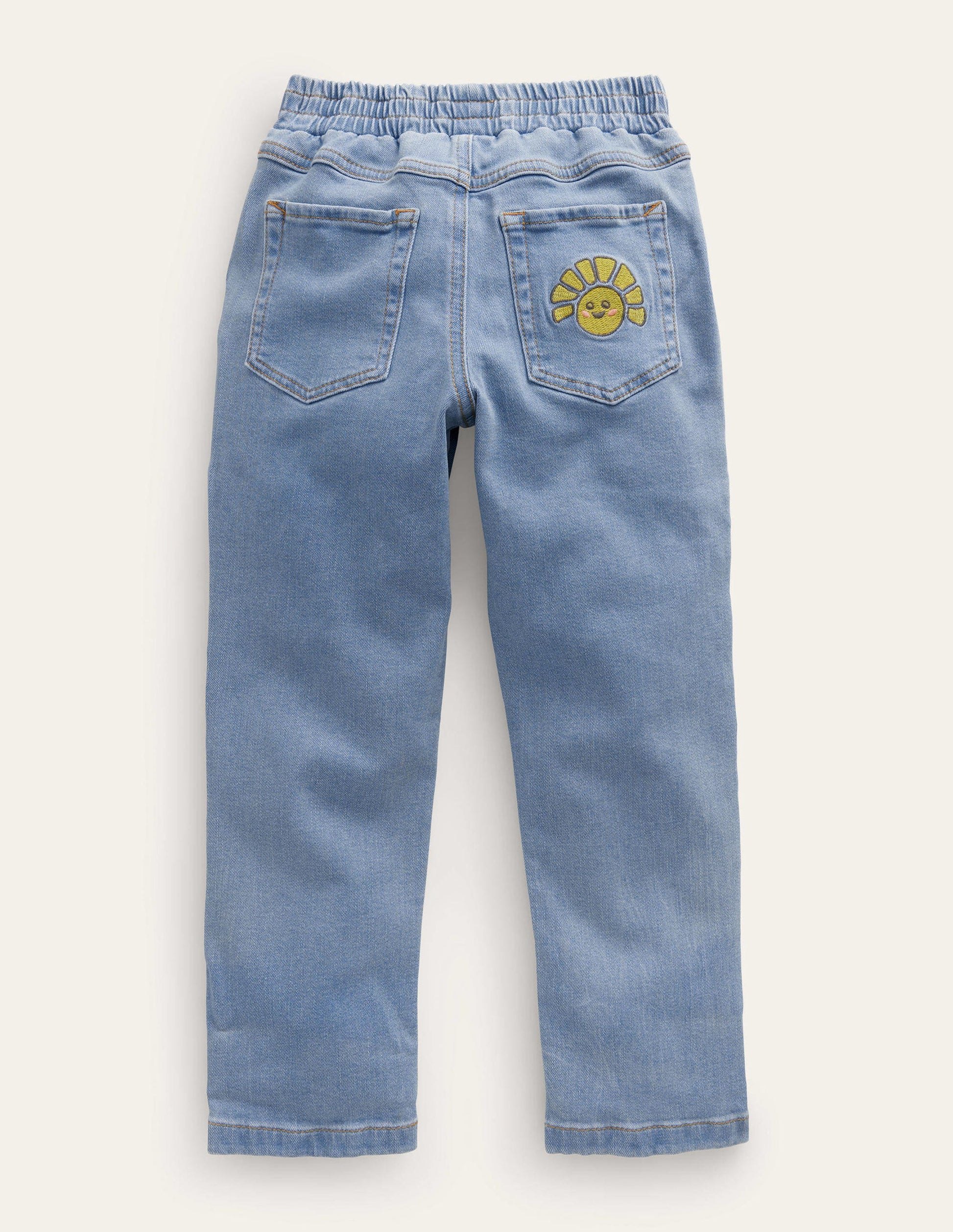 Embroidered Pull-on Jean-Light Vintage Denim-2