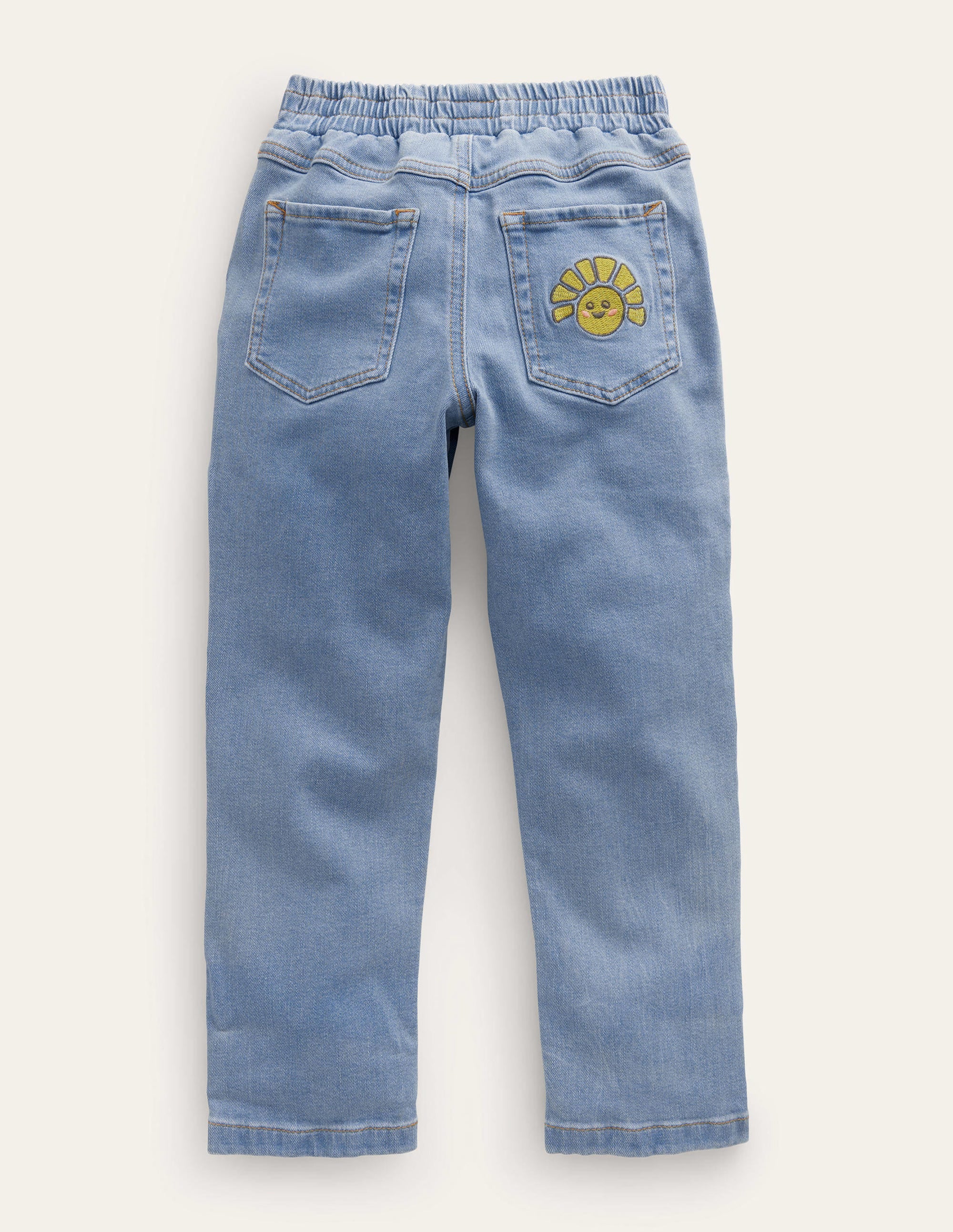 Embroidered Pull-on Jean-Light Vintage Denim - Image 2