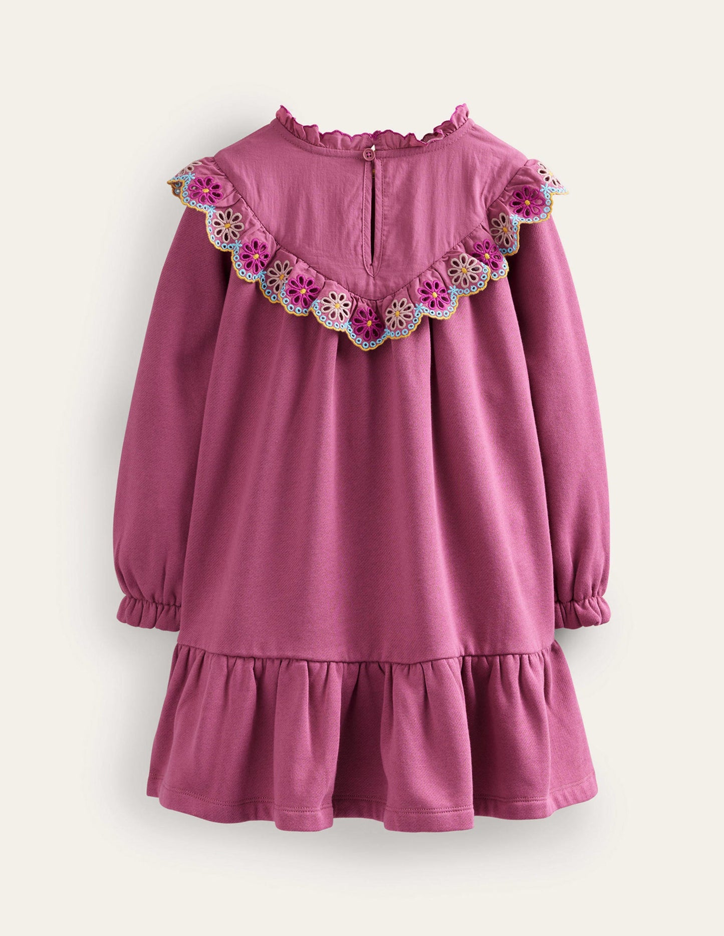 Robe-sweat avec empiècement broderie anglaise-Rose tasse de thé