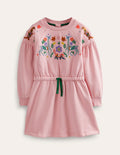 Besticktes Sweatshirt-Kleid-Delfinrosa Tiere