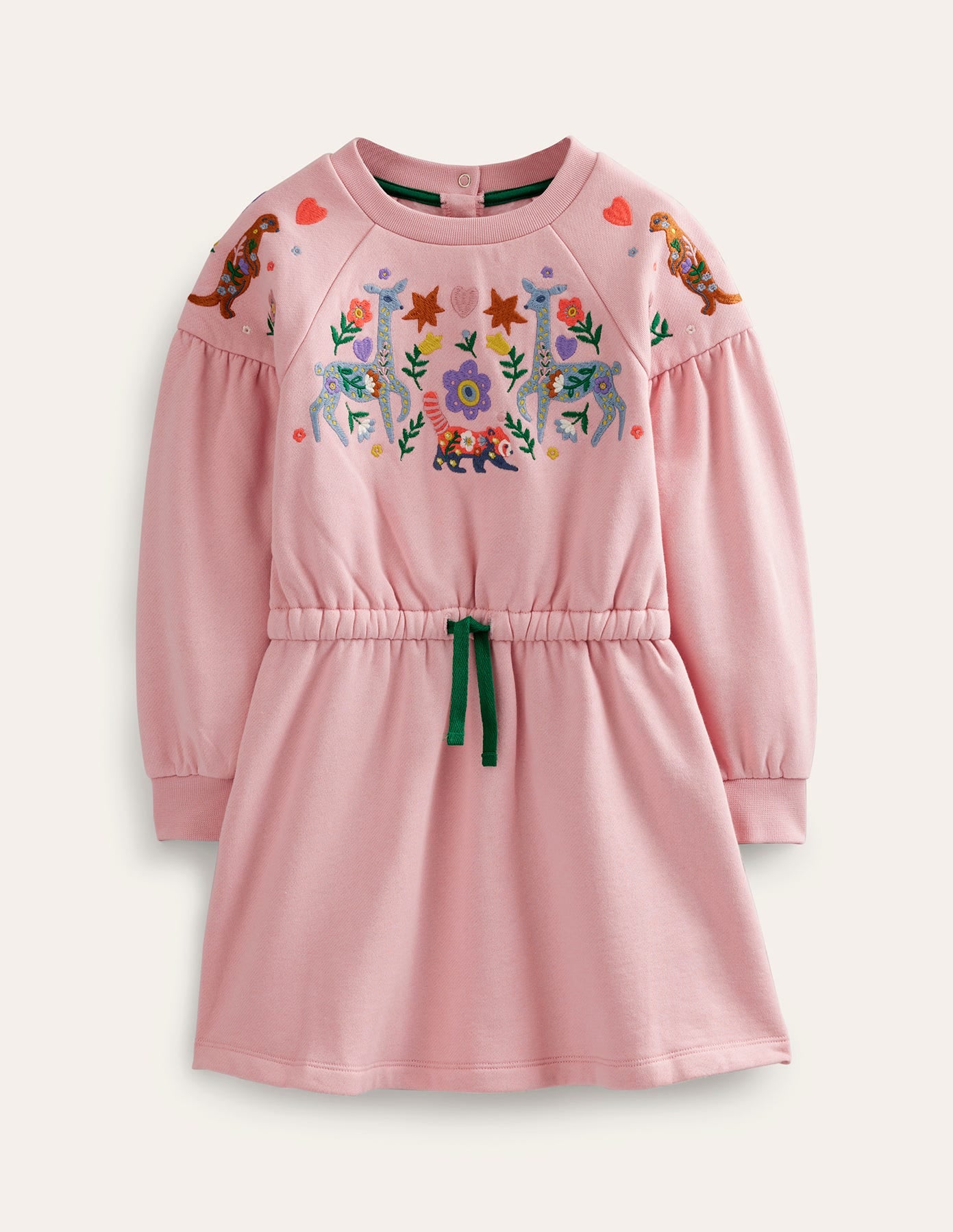 Besticktes Sweatshirt-Kleid-Delfinrosa Tiere-1