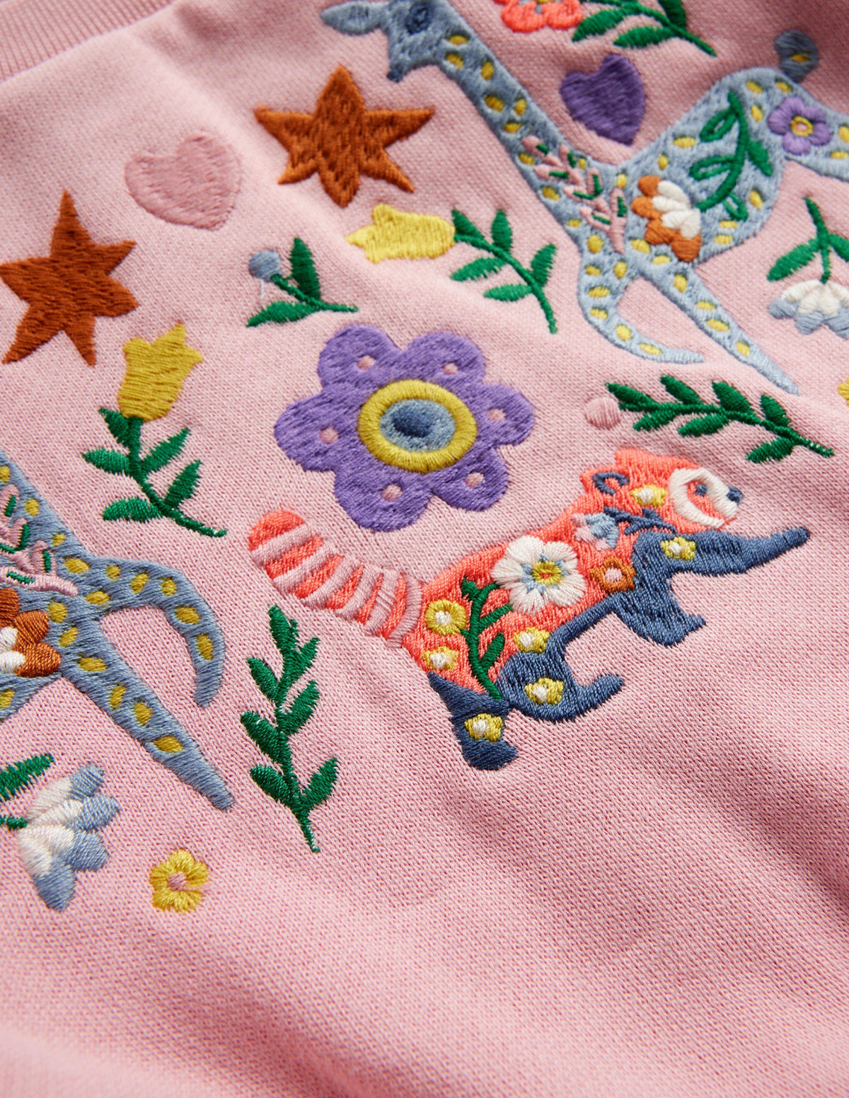 Besticktes Sweatshirt-Kleid-Delfinrosa Tiere - Image 3