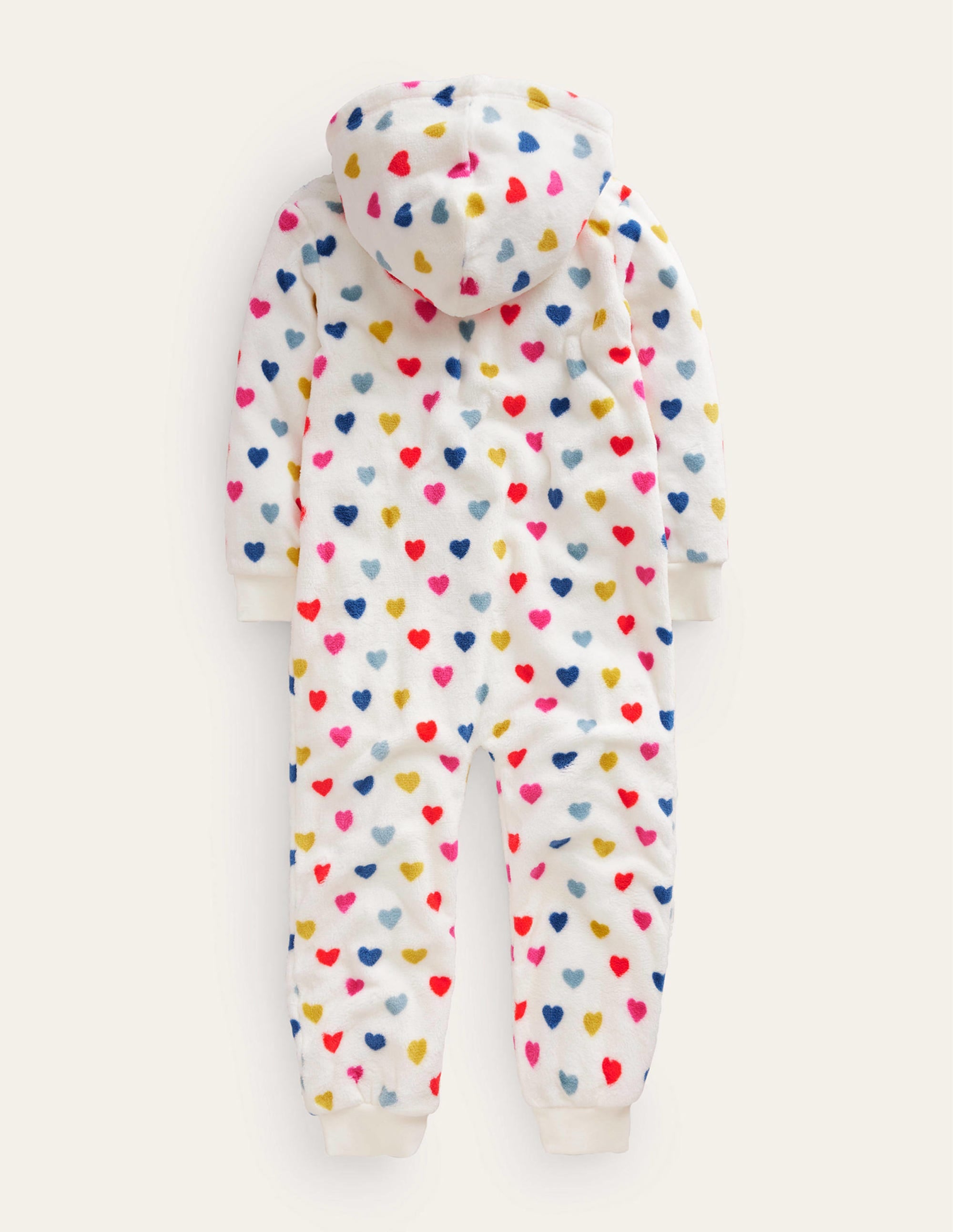 Cosy Fleece All-In-One-Ivory Multi Hearts - Image 2