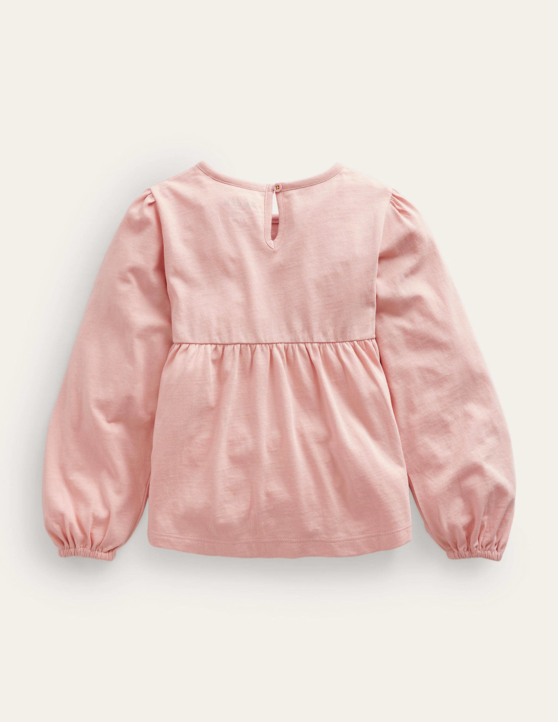 Top brodé en jersey-Motif floral rose Provence poudré-2