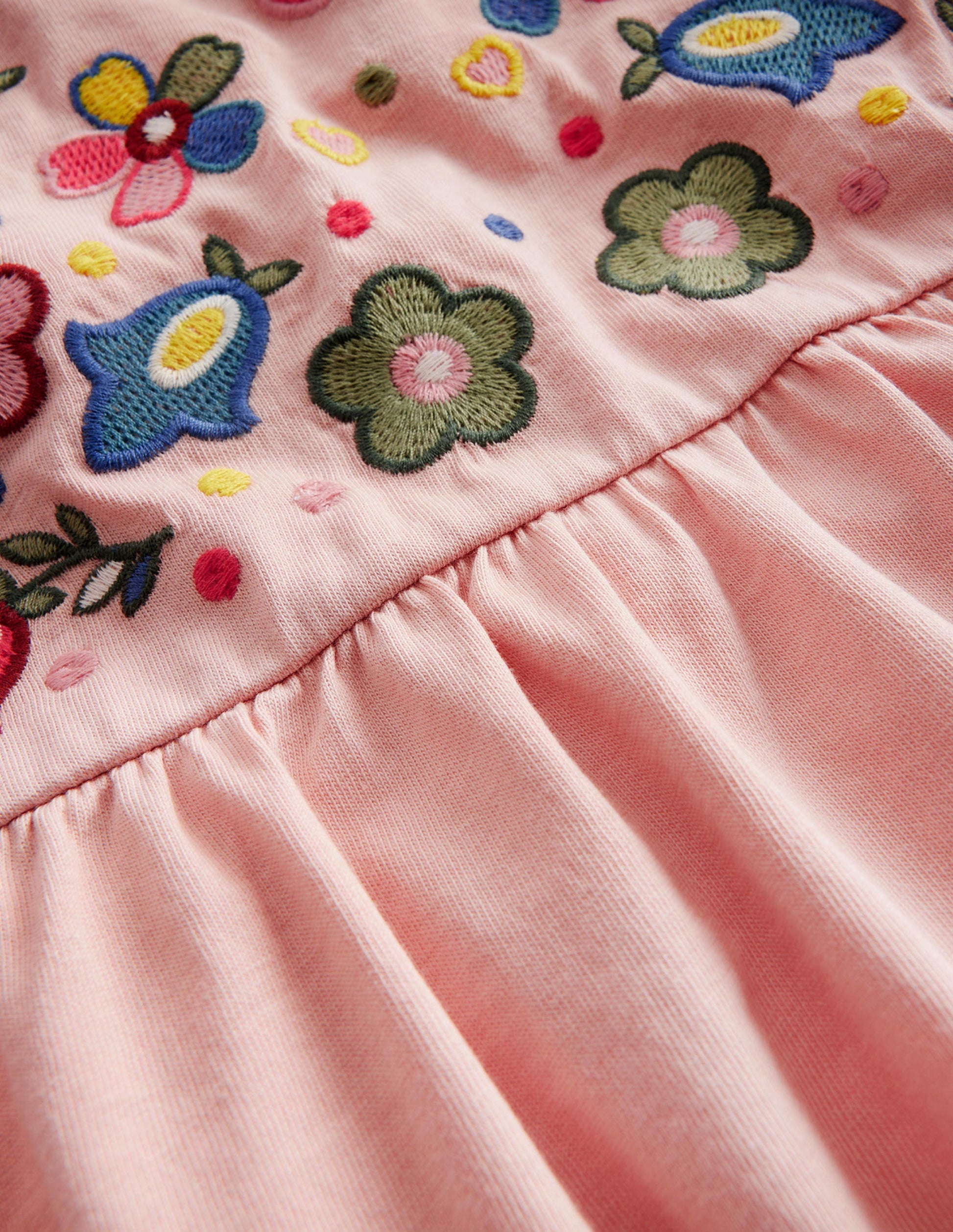 Top brodé en jersey-Motif floral rose Provence poudré-3