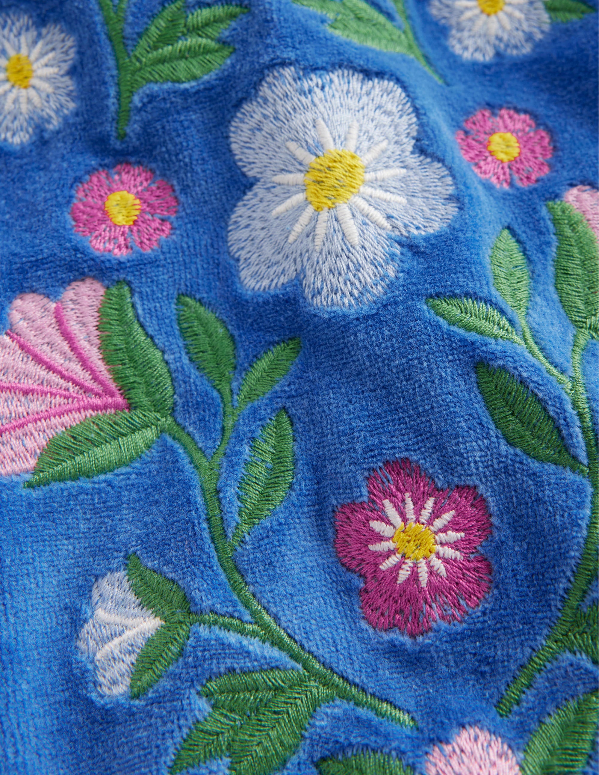 Embroidered Velour Sweat-Delft Blue Floral - Image 3