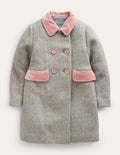 Manteau en laine mélangée-Chevrons rose/bleu