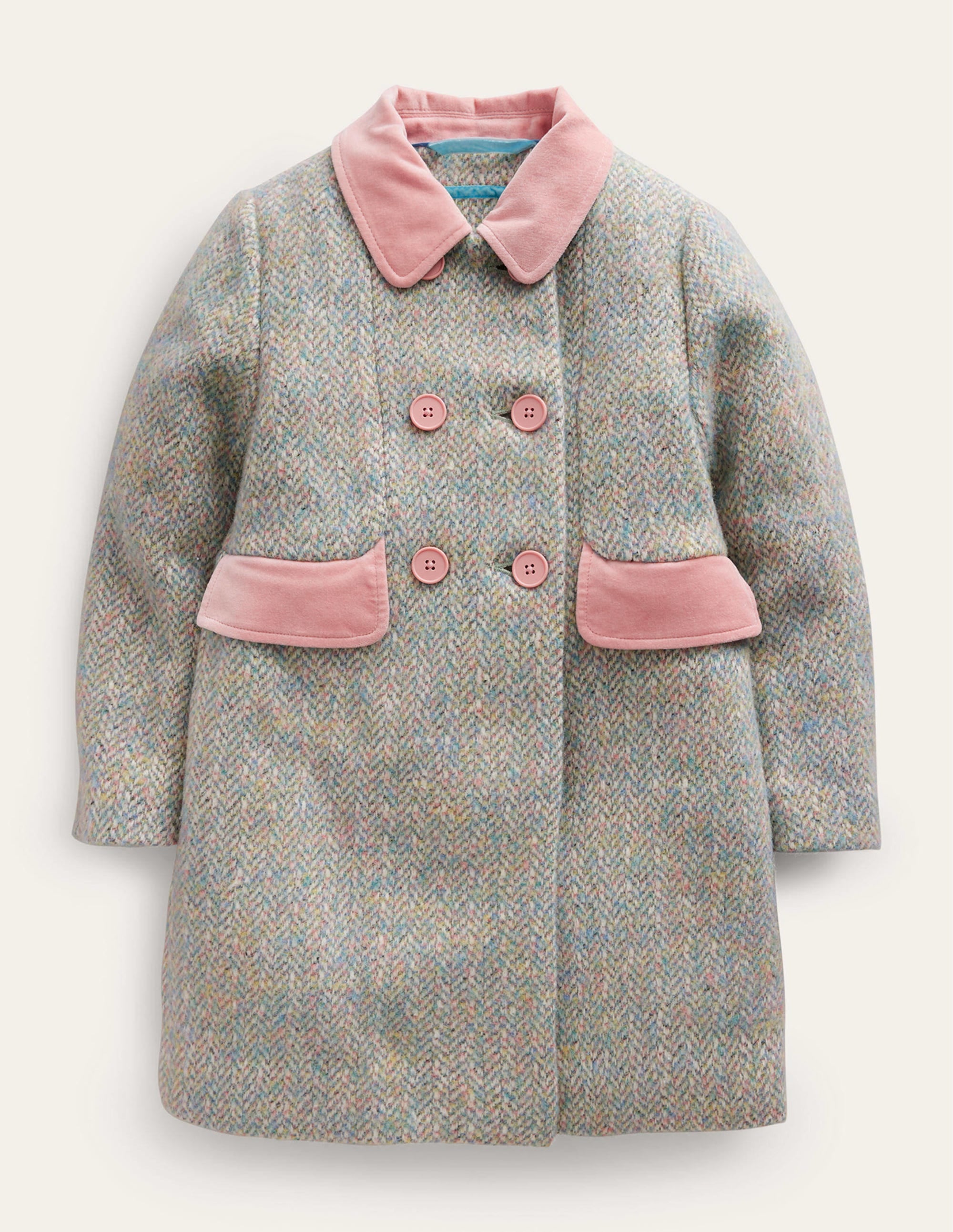 Manteau en laine mélangée-Chevrons rose/bleu - Image 1