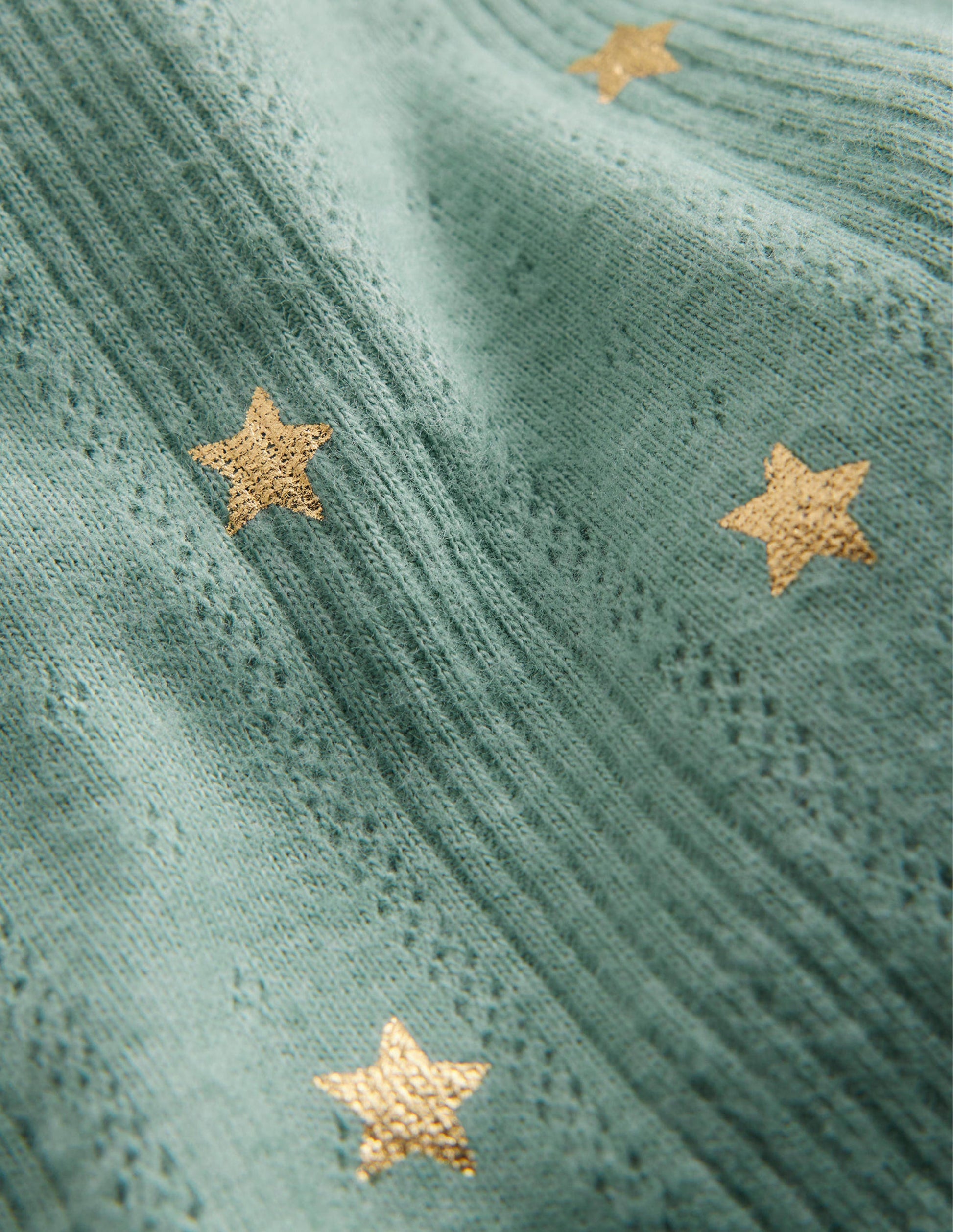 Top volanté scintillant en pointelle-Étoile confetti vert fumée-3