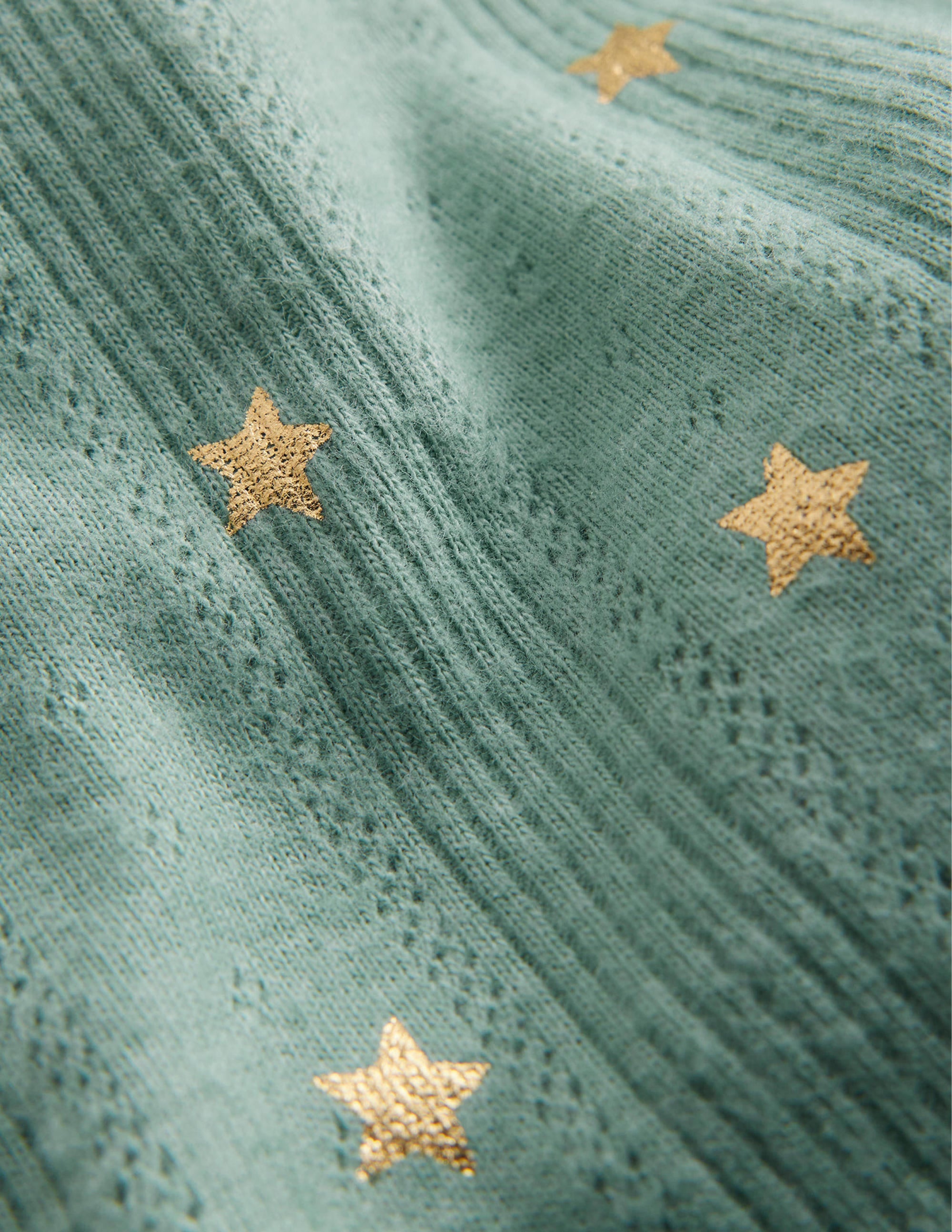 Top volanté scintillant en pointelle-Étoile confetti vert fumée - Image 3