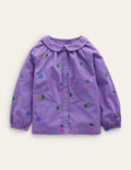 Embroidered Cord Shirt-Aster Purple Floral