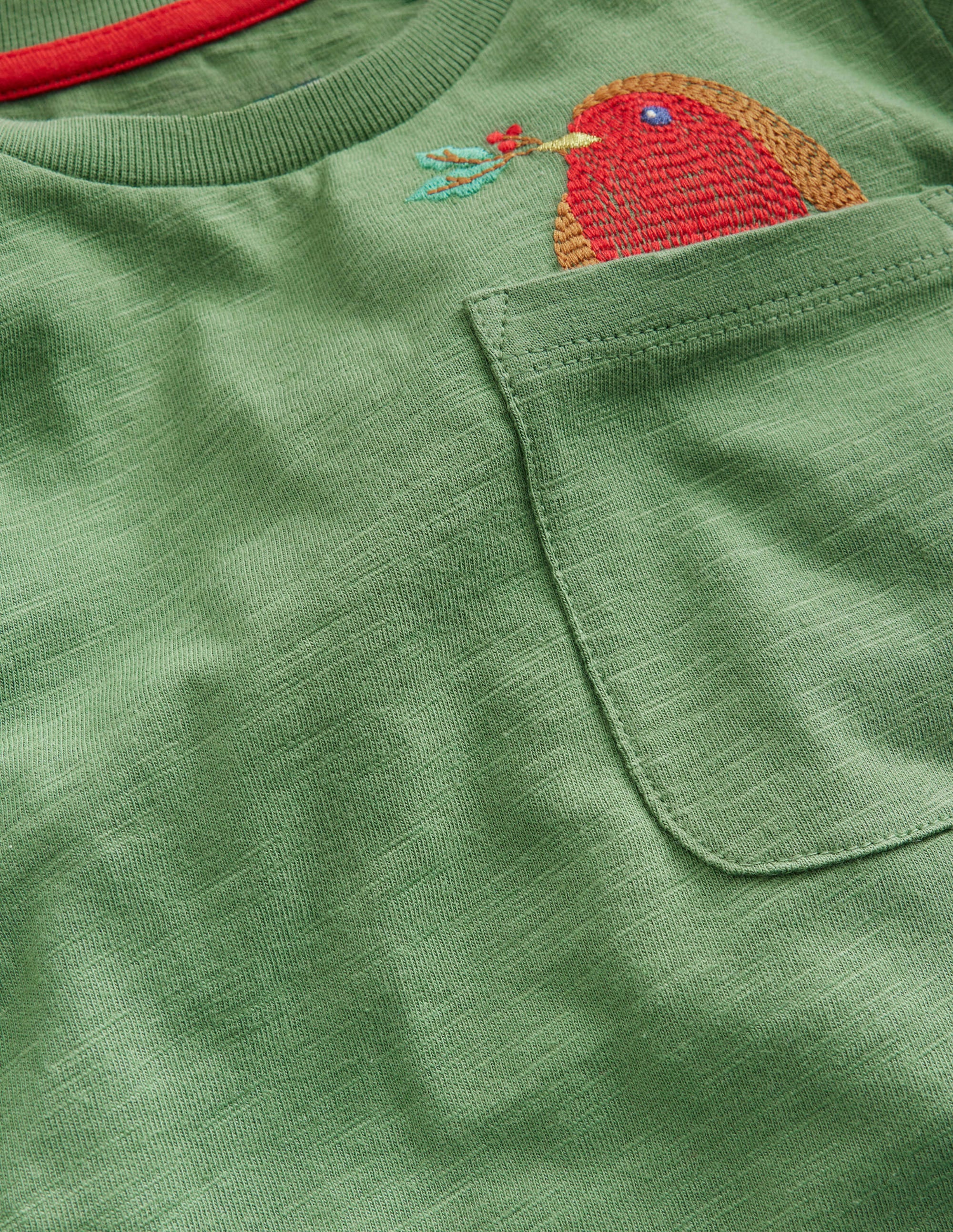 Logo-T-Shirt mit Tasche-Safarigrün Rotkehlchen - Image 3