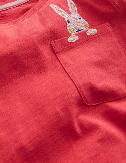 Logo-T-Shirt mit Tasche-Marmeladenrot Häschen-3