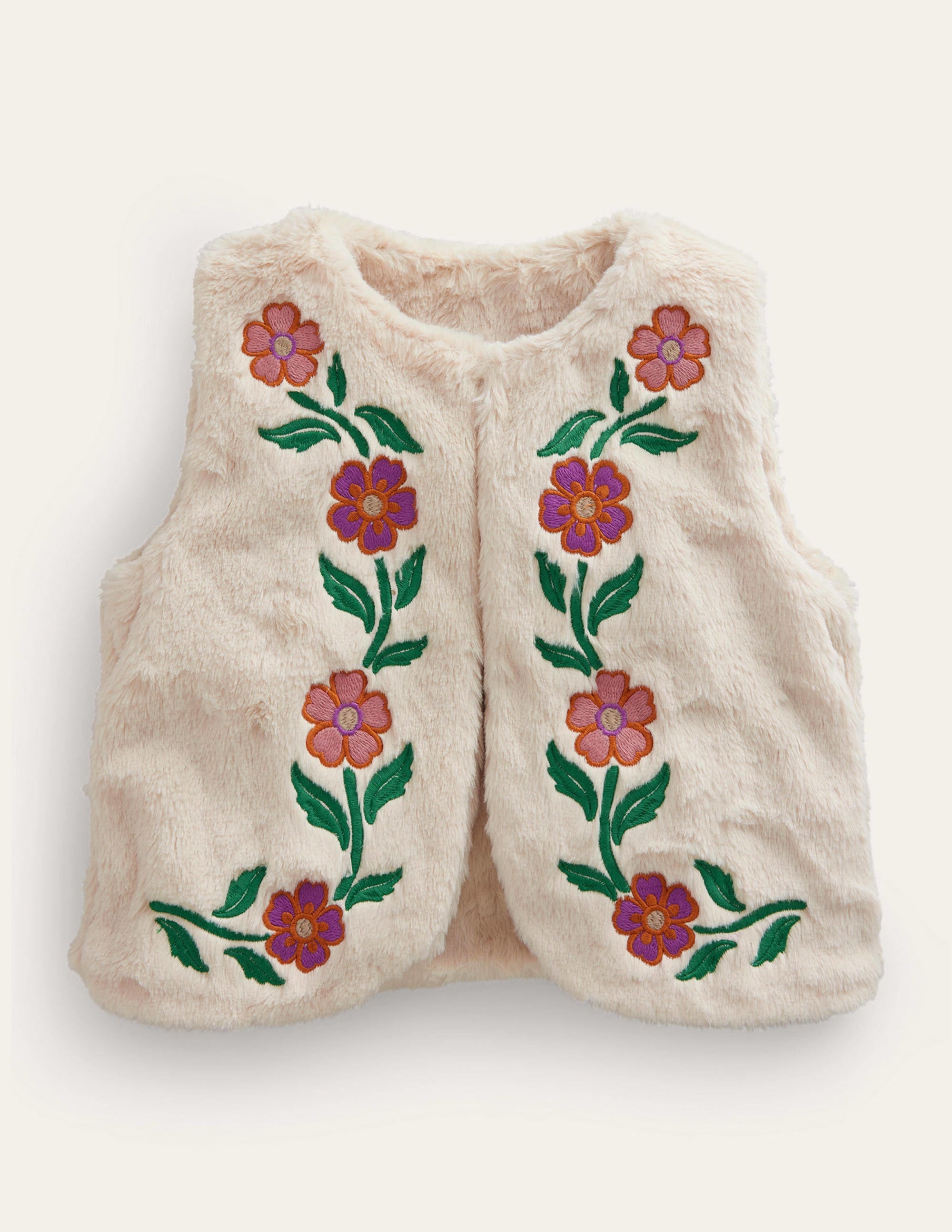 Wendeweste aus Kunstpelz-Naturweiß Floral - Image 1