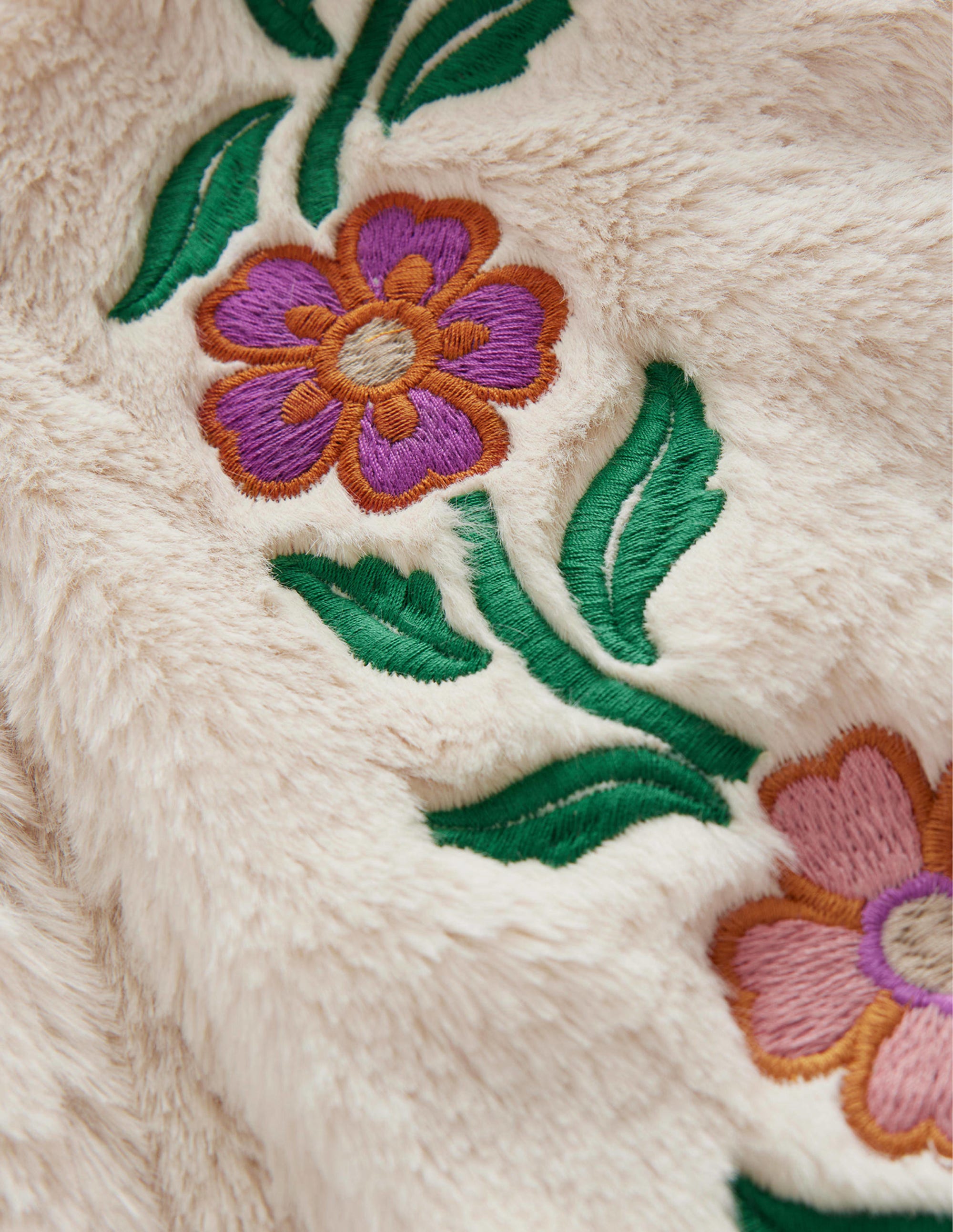Wendeweste aus Kunstpelz-Naturweiß Floral - Image 3