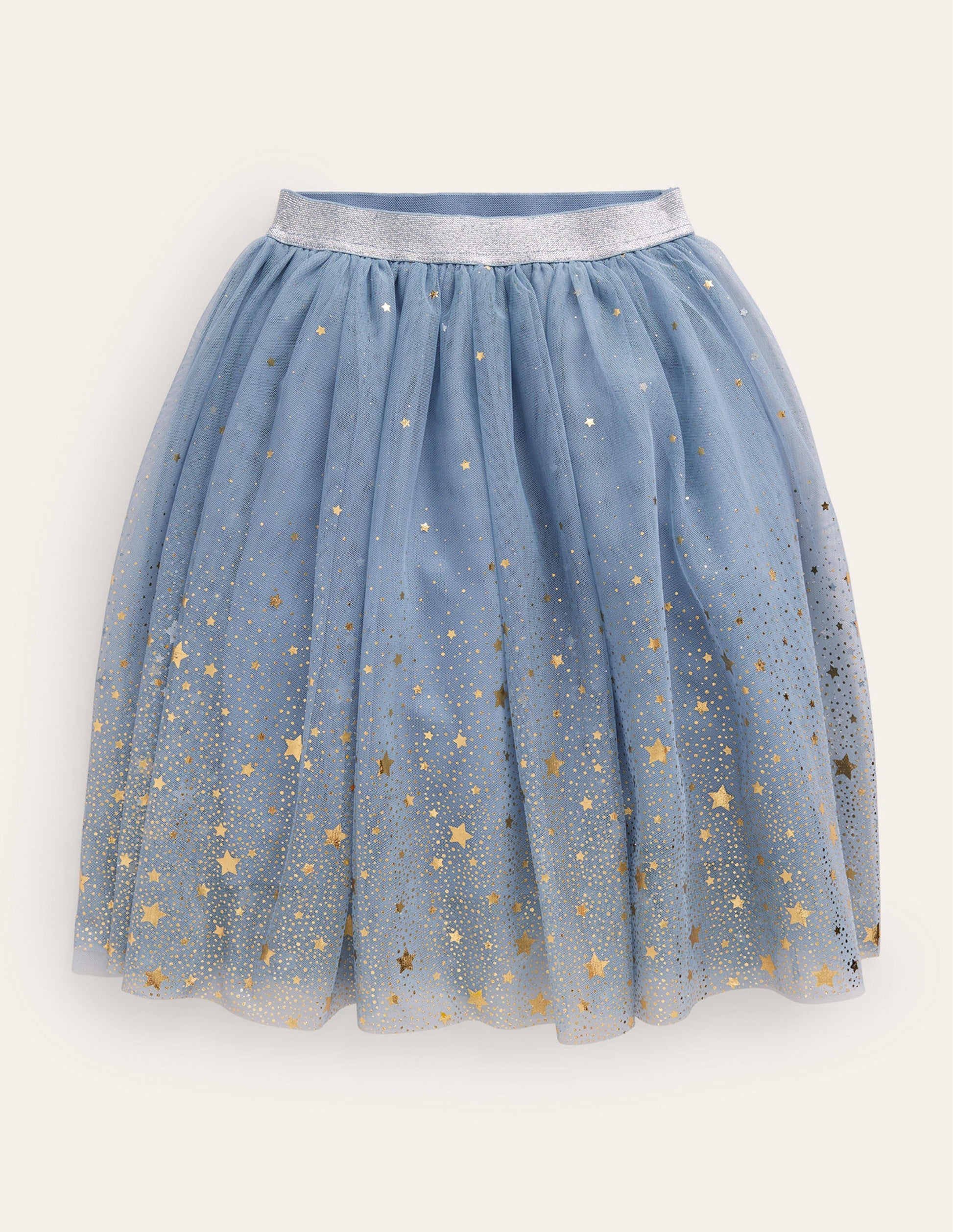 Jupe en tulle dégradé et métallisé-Étoiles bleu galet/dégradé doré-1