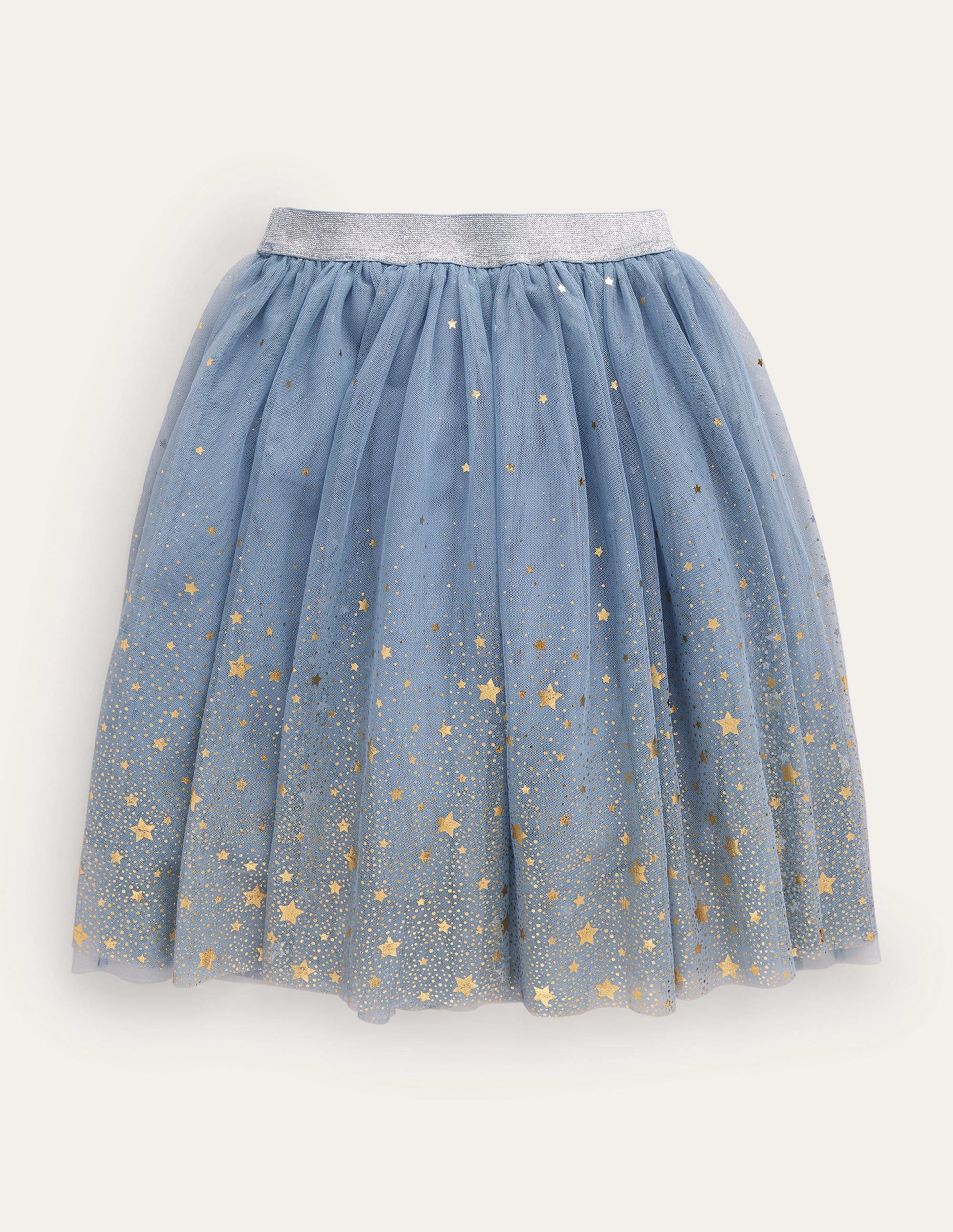 Jupe en tulle dégradé et métallisé-Étoiles bleu galet/dégradé doré-2