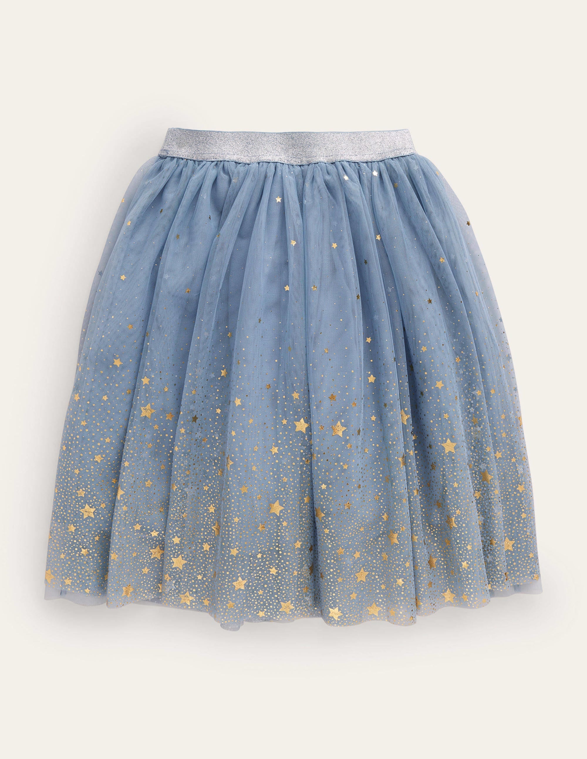 Jupe en tulle dégradé et métallisé-Étoiles bleu galet/dégradé doré - Image 2