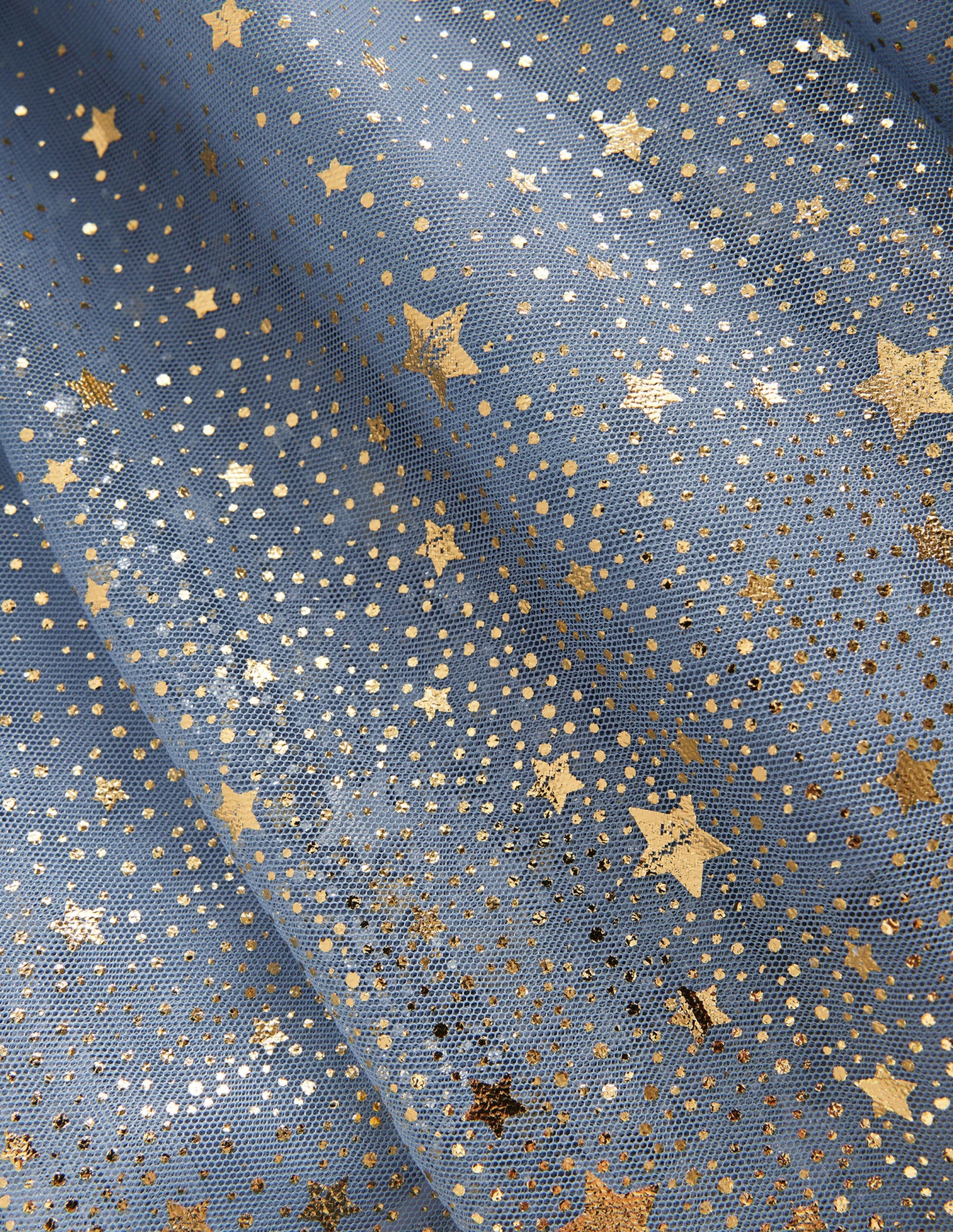Jupe en tulle dégradé et métallisé-Étoiles bleu galet/dégradé doré-3
