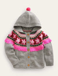 Poncho-Strickjacke-Grau Meliert