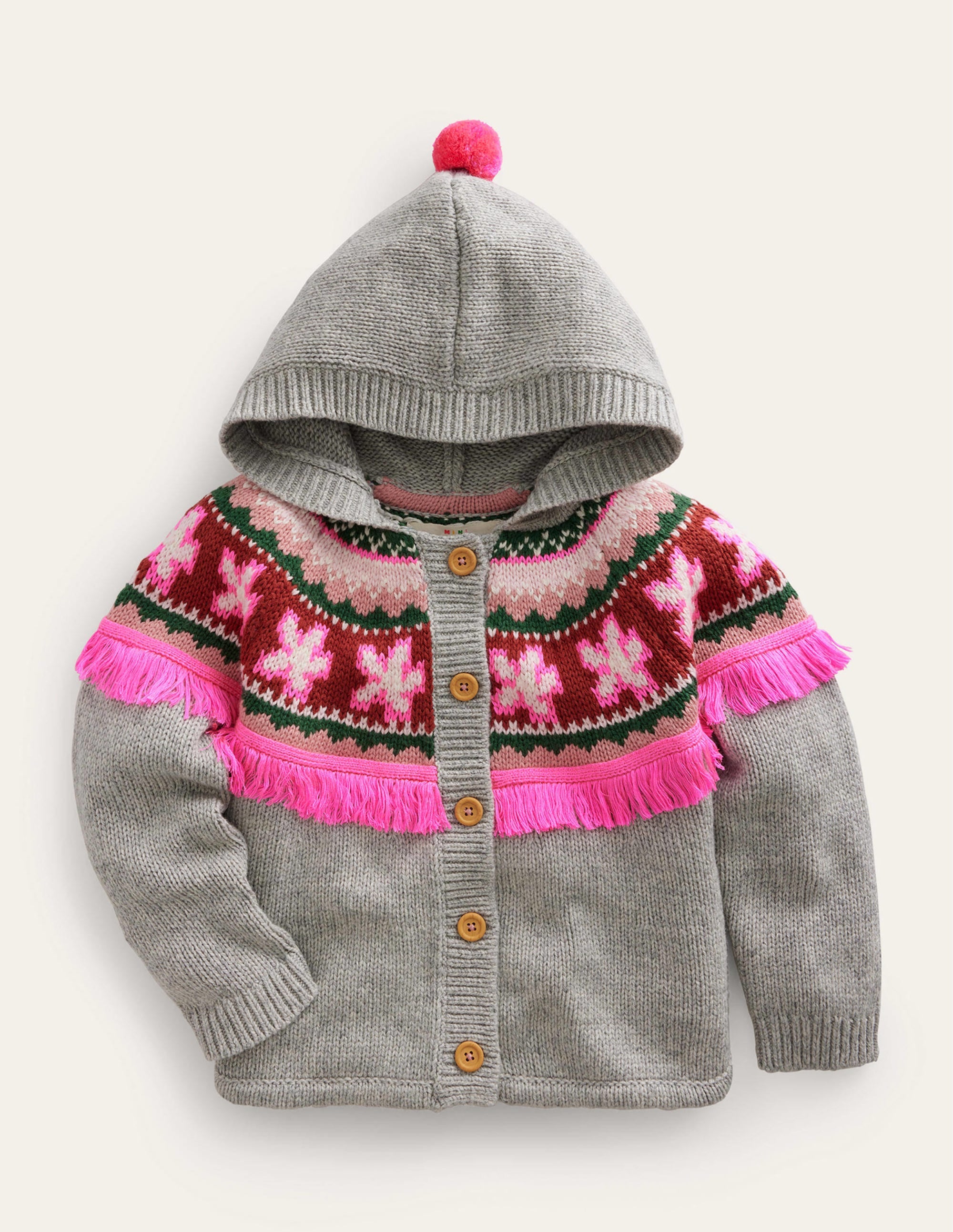 Poncho-Strickjacke-Grau Meliert - Image 1