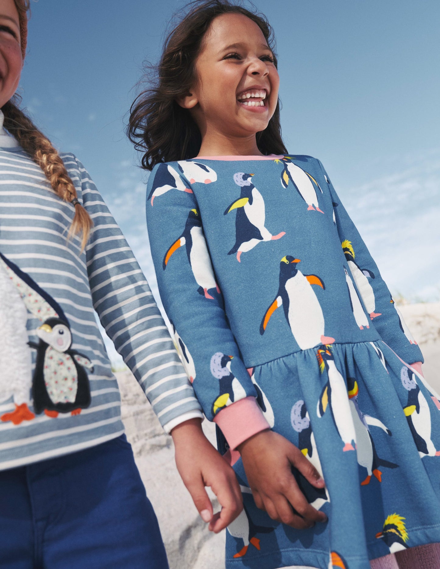 Gemütliches Sweatshirt-Kleid mit Muster-Delftblau Pinguin