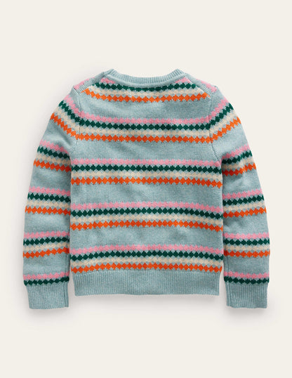 All-Over-Fair-Isle-Pullover-Graublau Streifen-3